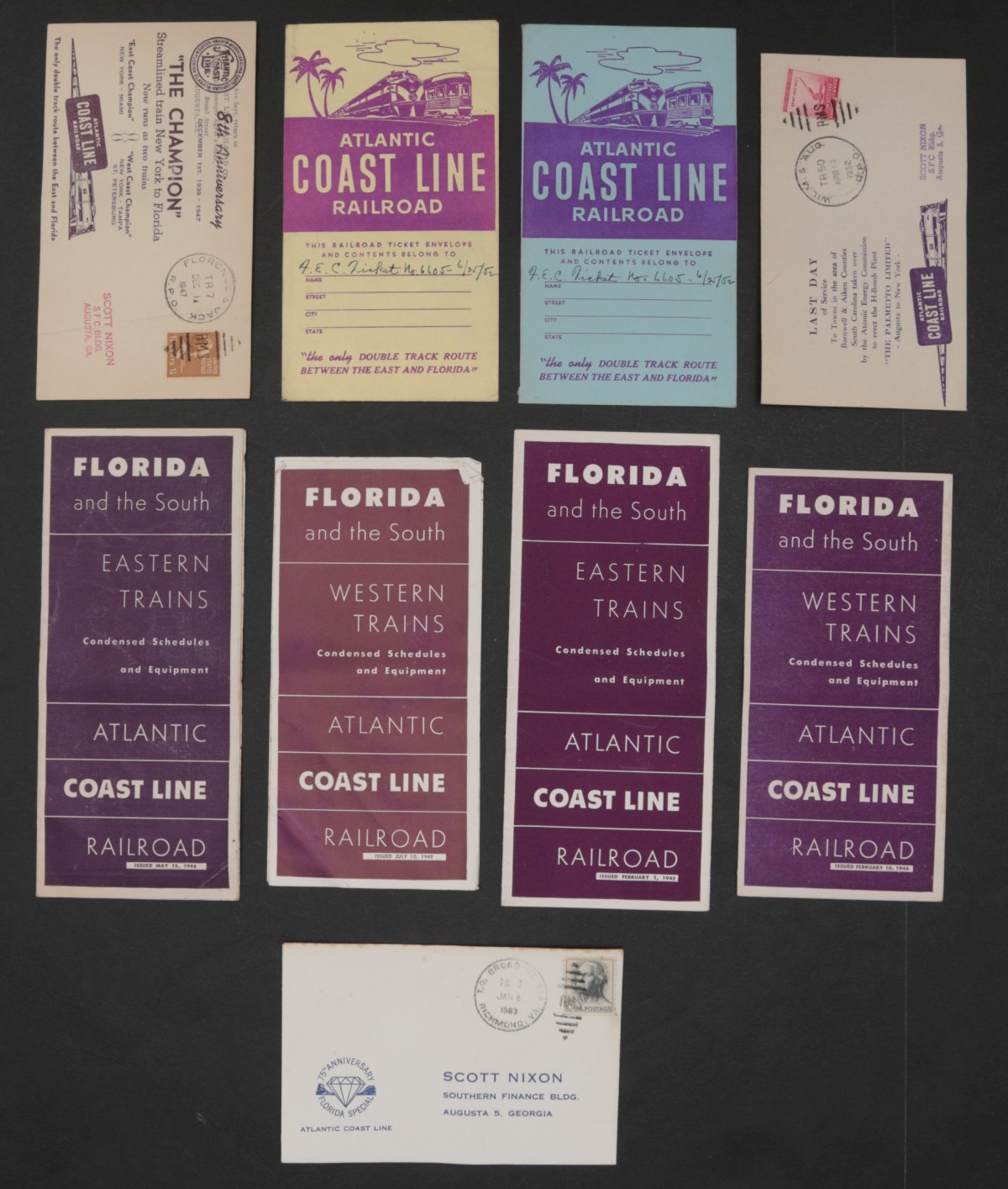 23 PIECES OF ATLANTIC COAST LINE RR EPHEMERA