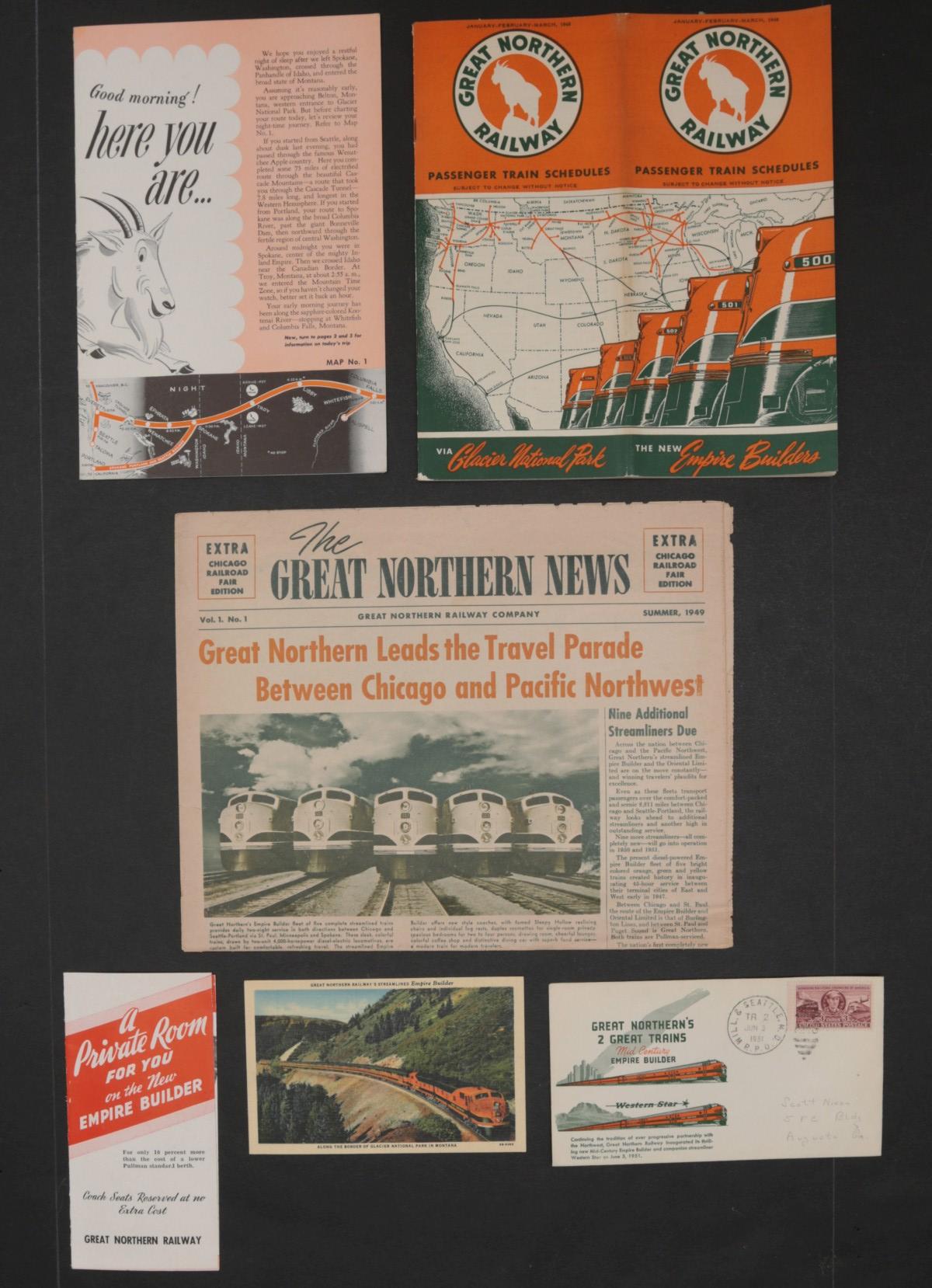 24 PIECES OF GREAT NORTHERN RAILROAD EPHEMERA