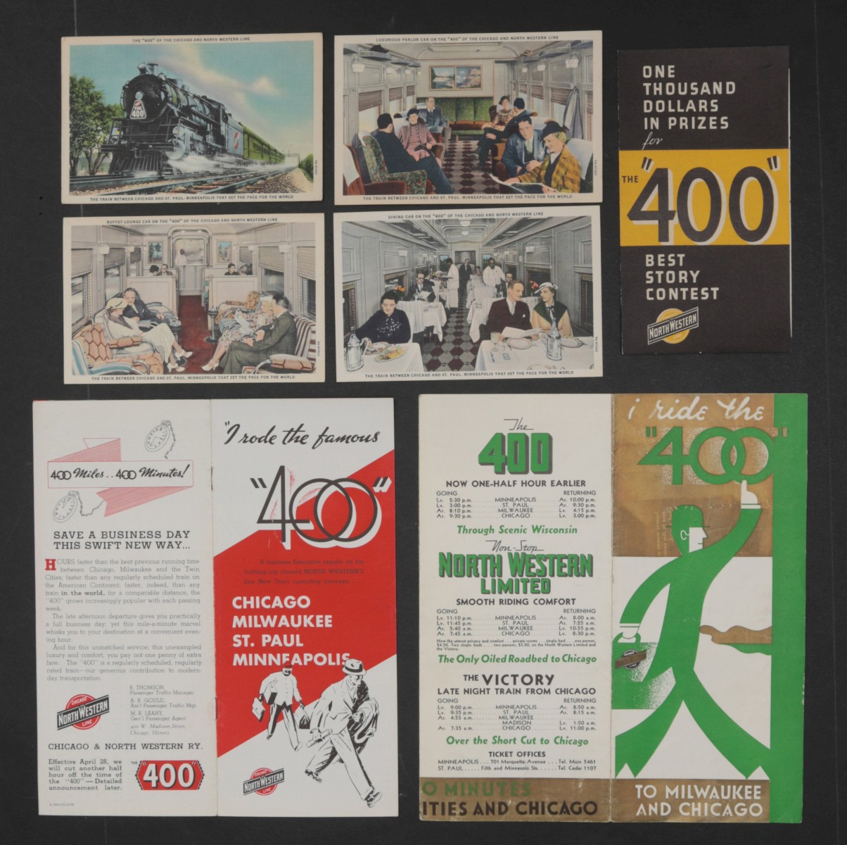 15 PIECES CHICAGO NORTHWESTERN THE '400' EPHEMERA