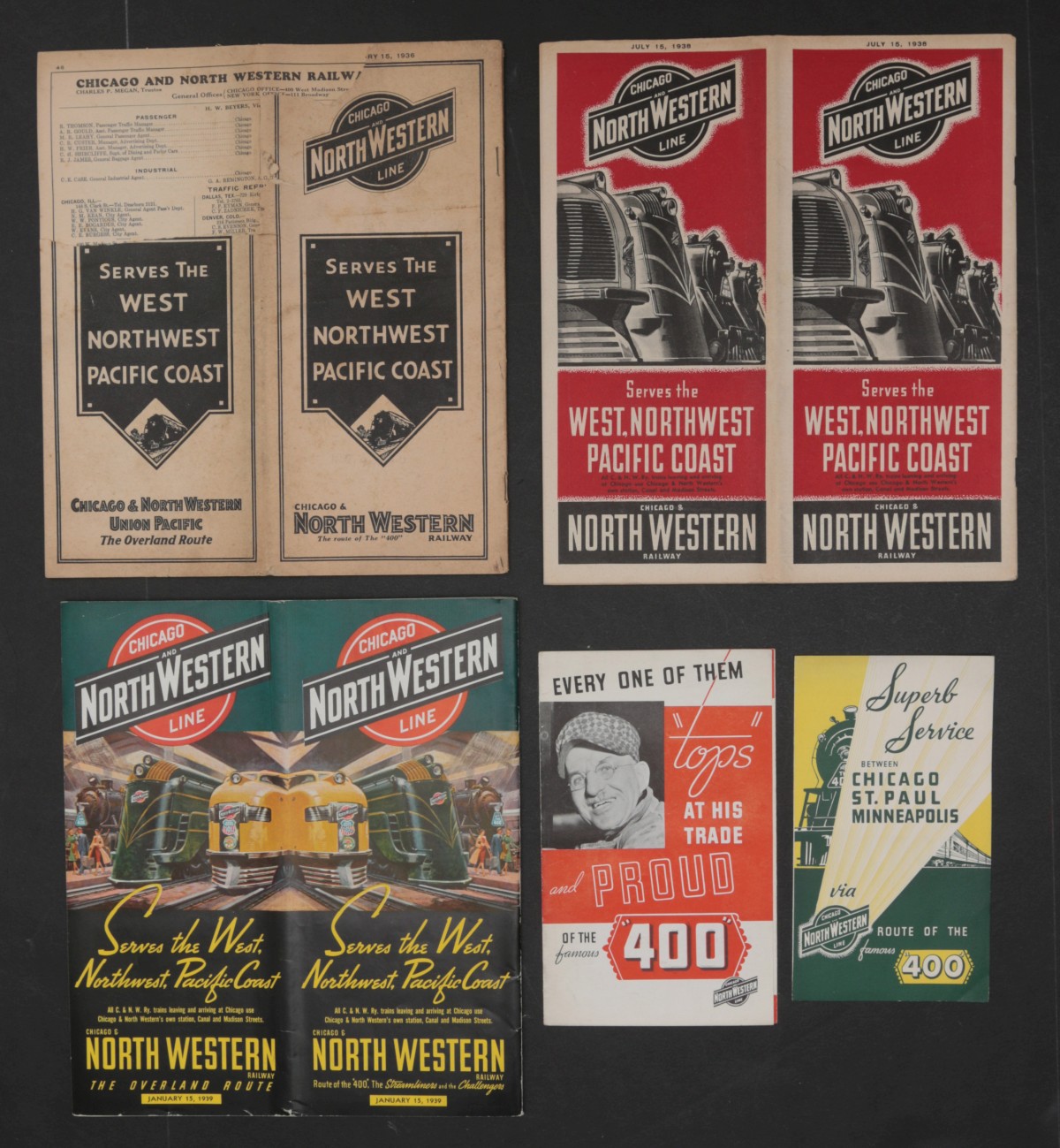 12 PIECES OF CHICAGO NORTHWESTERN RAILROAD EPHEMERA