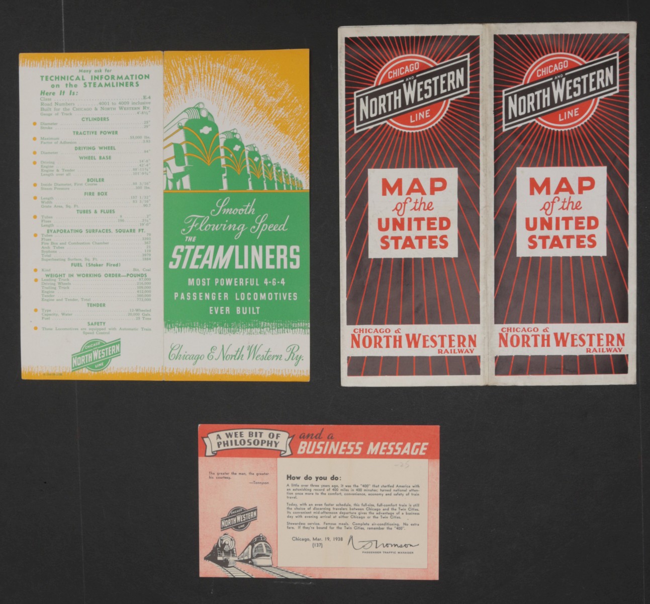 11 PIECES OF CHICAGO NORTHWESTERN RAILROAD EPHEMERA