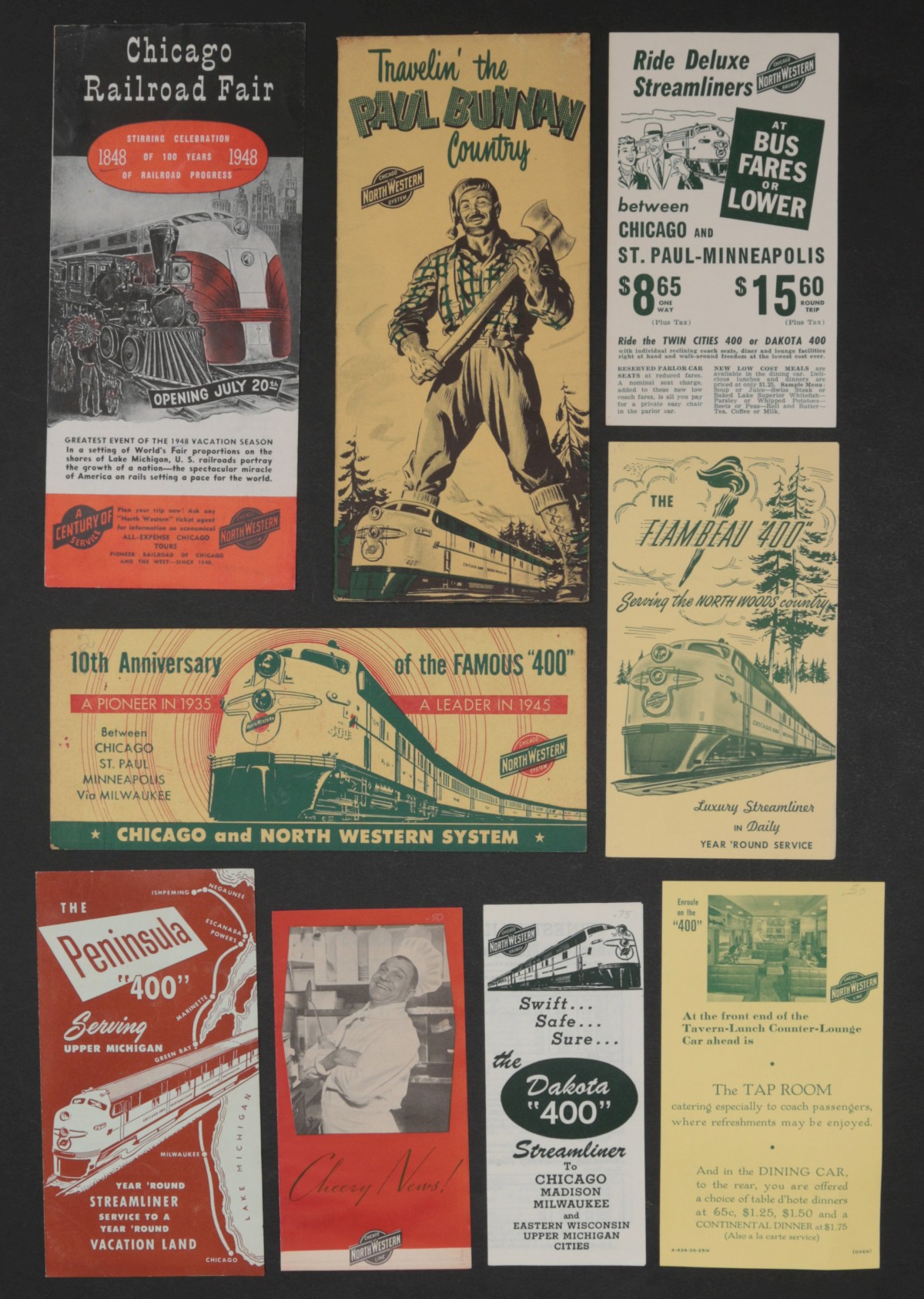 19 PIECES OF CHICAGO NORTHWESTERN RAILROAD EPHEMERA