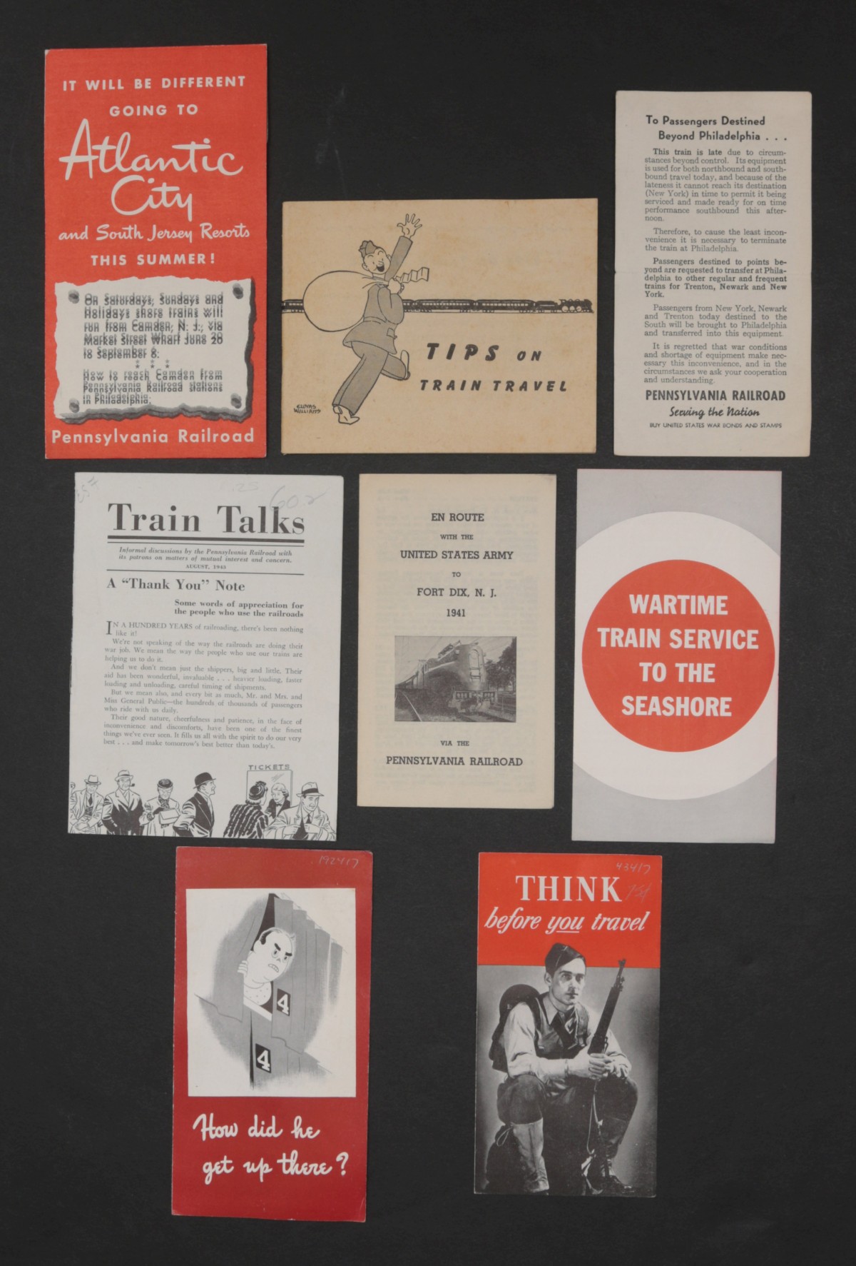 15 PIECES OF WWII PENNSYLVANIA RAILROAD EPHEMERA