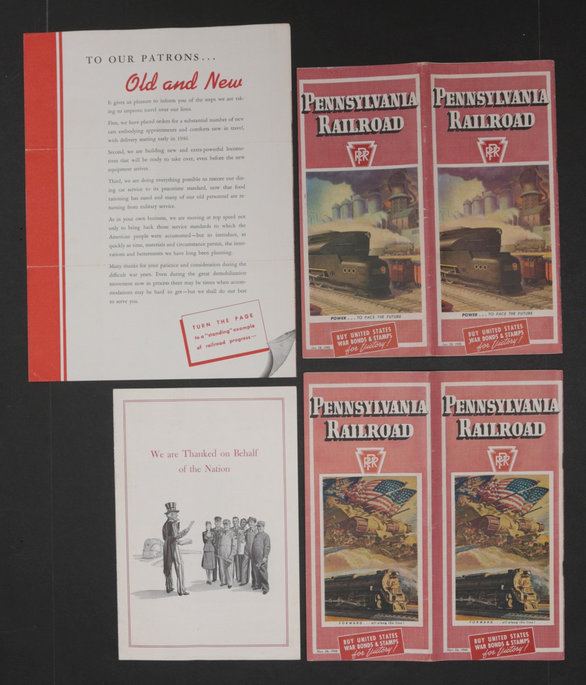 13 PIECES OF PENNSY RR MENUS AND EPHEMERA