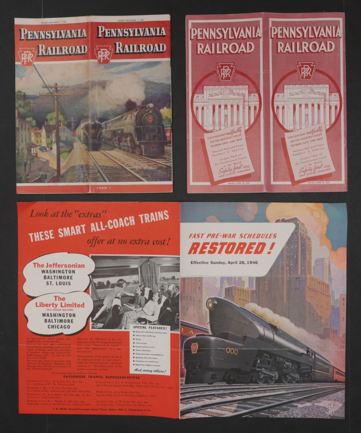 15 PIECES OF PENNSYLVANIA RR EPHEMERA INCL MENUS