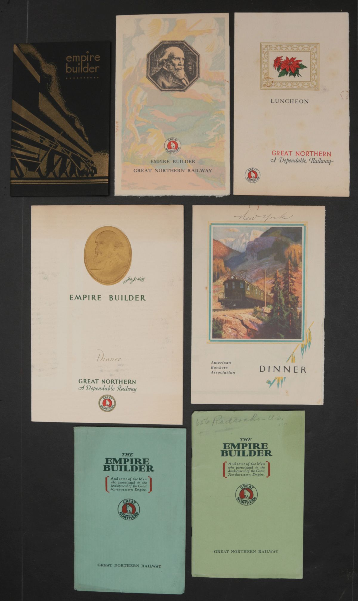 18 PIECES OF GREAT NORTHERN RR EPHEMERA & MENUS