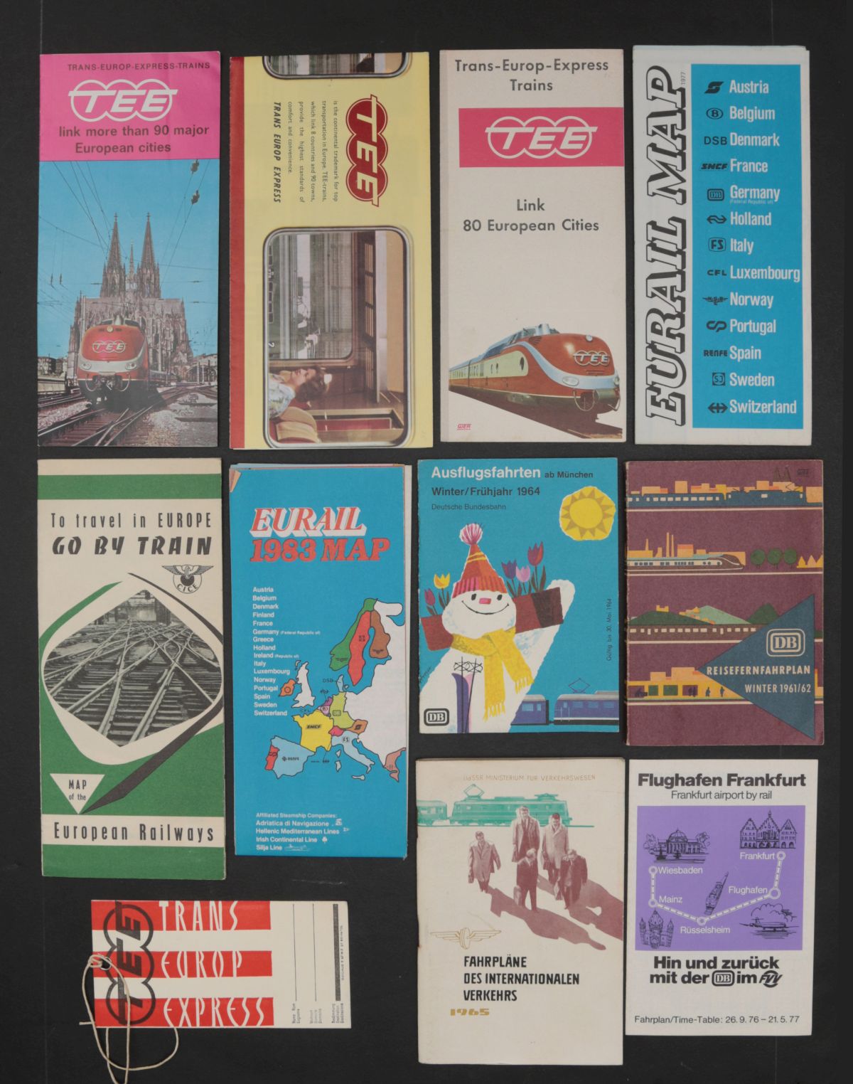 122 PIECES VINTAGE EUROPEAN RAIL TRAVEL EPHEMERA