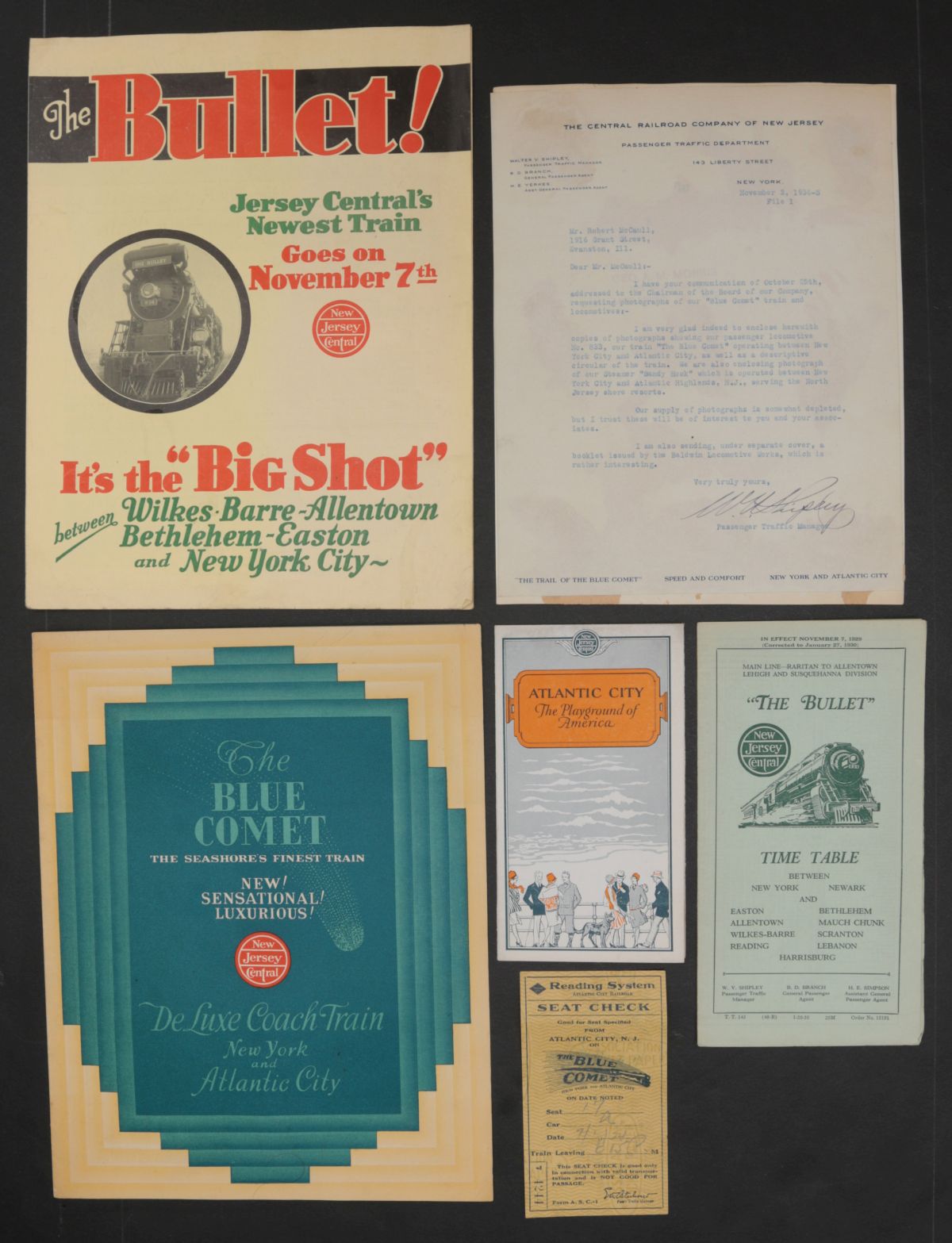 47 PIECES NEW JERSEY RAILROAD ADVERTISING EPHEMERA