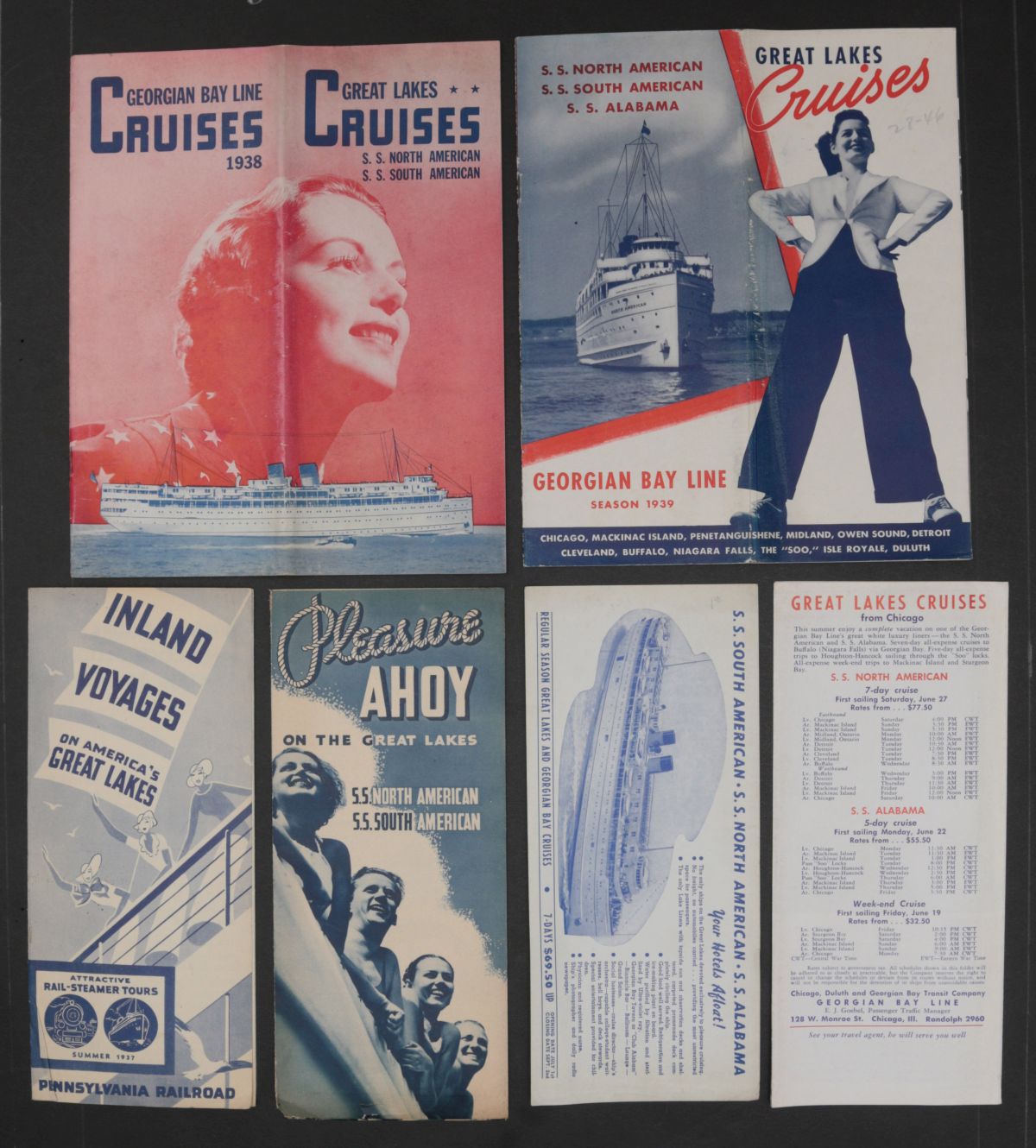 46 PCS OF GREAT LAKES STEAMSHIP EPHEMERA & MENUS