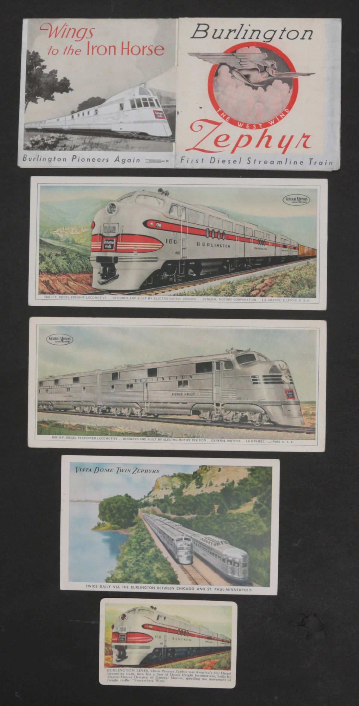 GENERAL MOTORS EMD BURLINGTON ZEPHYR ADVERTISING