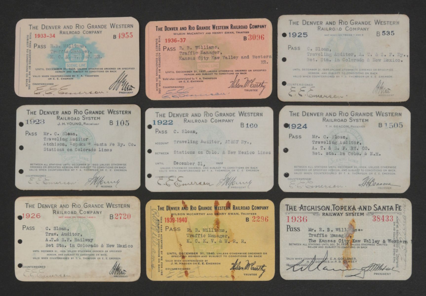 16 D.&R.G.W. AND AT&SF RAILROAD PASSES