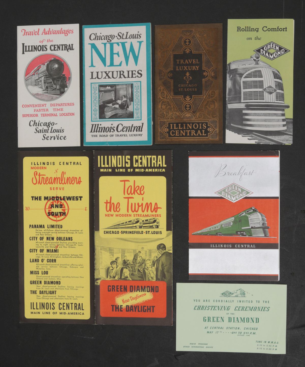 36 PIECES OF ILLINOIS CENTRAL RAILROAD EPHEMERA