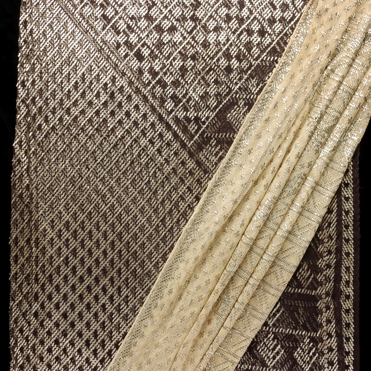 TWO ART DECO SHAWLS WITH METALLIC THREAD