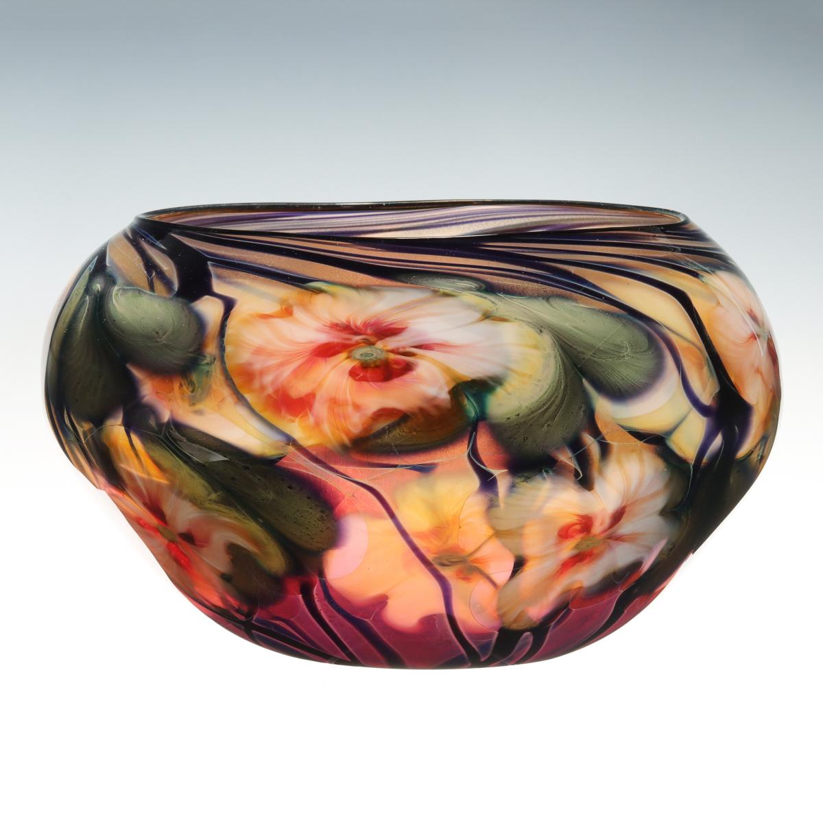 A LARGE CHARLES LOTTON SUNSET MULTI FLORA BOWL