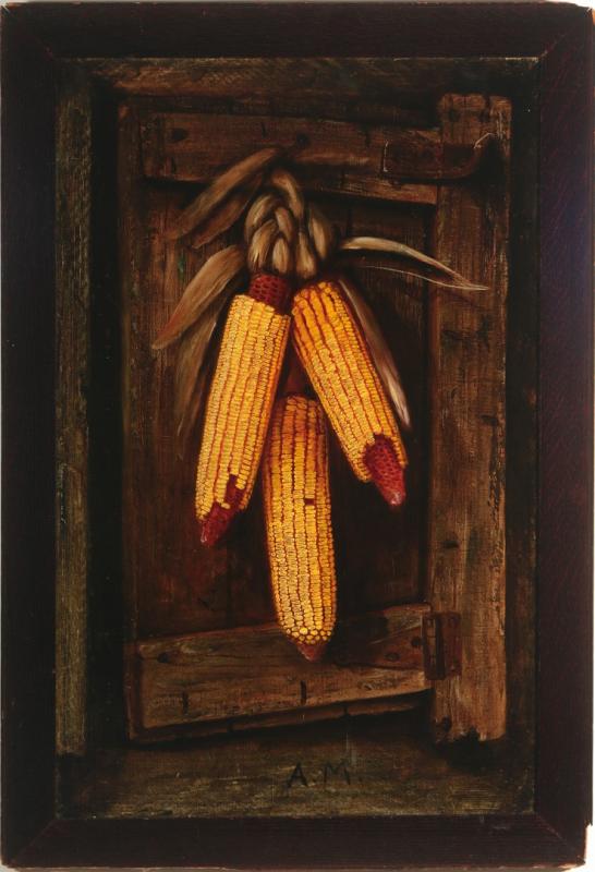 ALFRED MONTGOMERY (1857-1922) OIL ON CANVAS CORN STILL LIFE