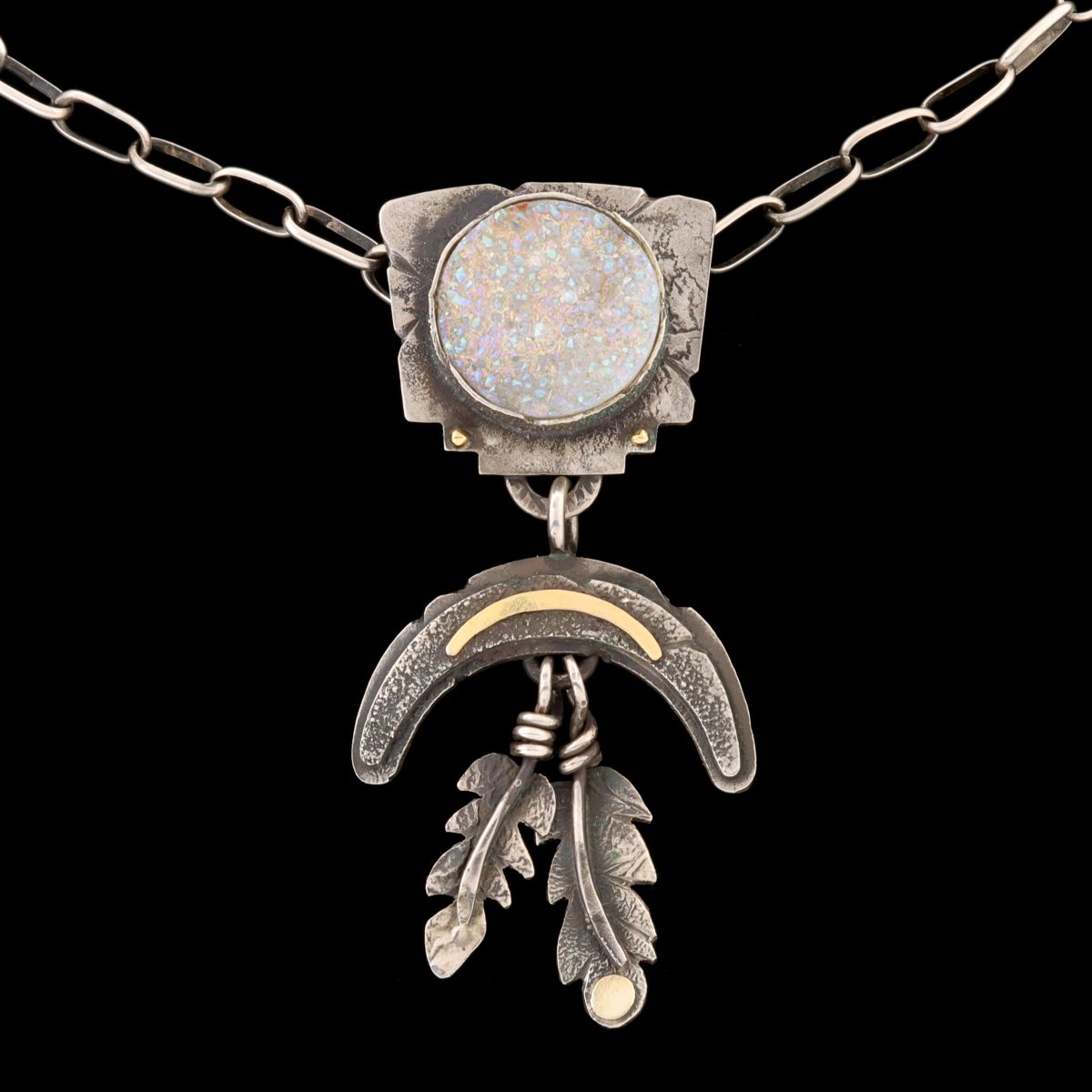 JOLENE EUSTACE COCHITI ZUNI STERLING WITH CRYSTAL & 18K