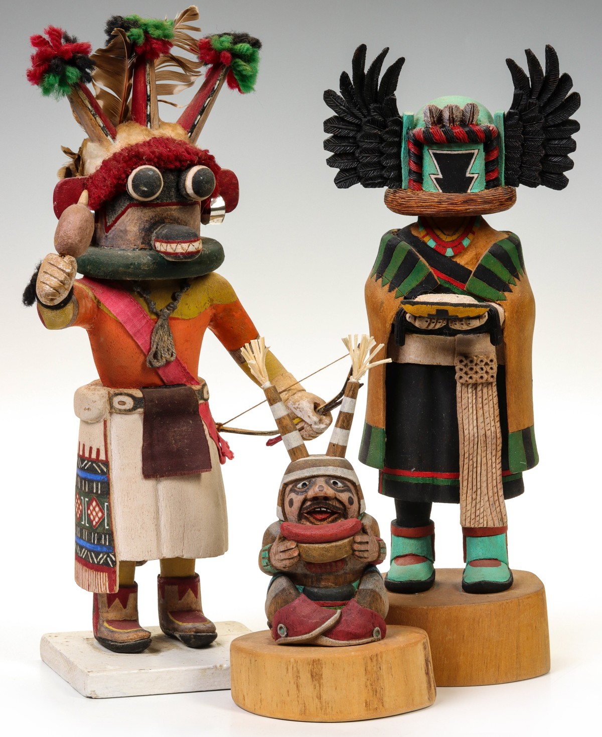 THREE CONTEMPORARY ARTIST SIGNED KACHINA DOLLS