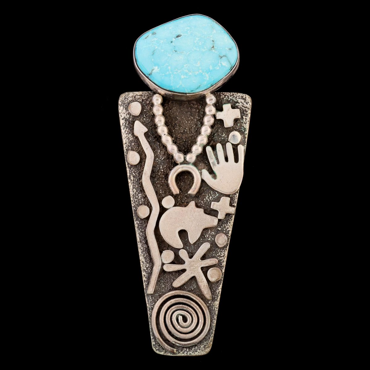 MORENA TURQUOISE & STERLING PENDANT SIGNED ALEX SANCHEZ