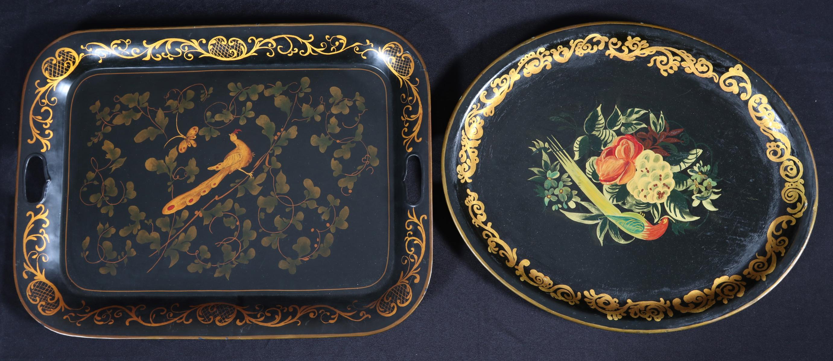 TWO VINTAGE TOLE TRAYS