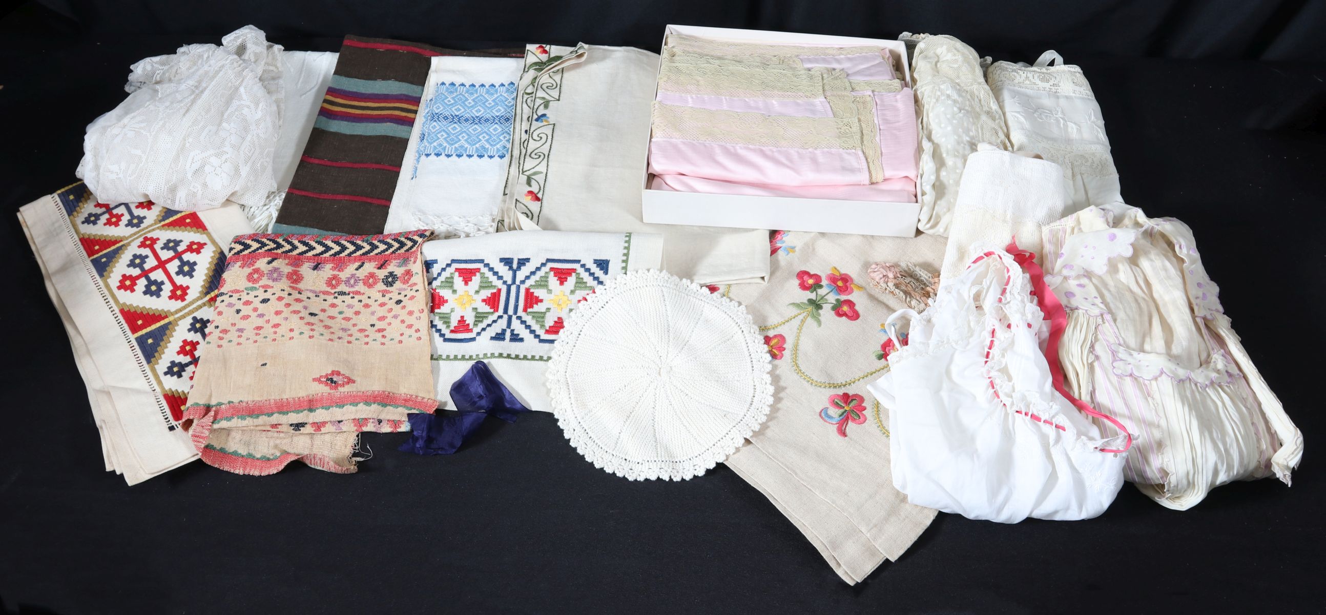 ANTIQUE CLOTHING AND TEXTILES WITH NEEDLEPOINT AND LACE