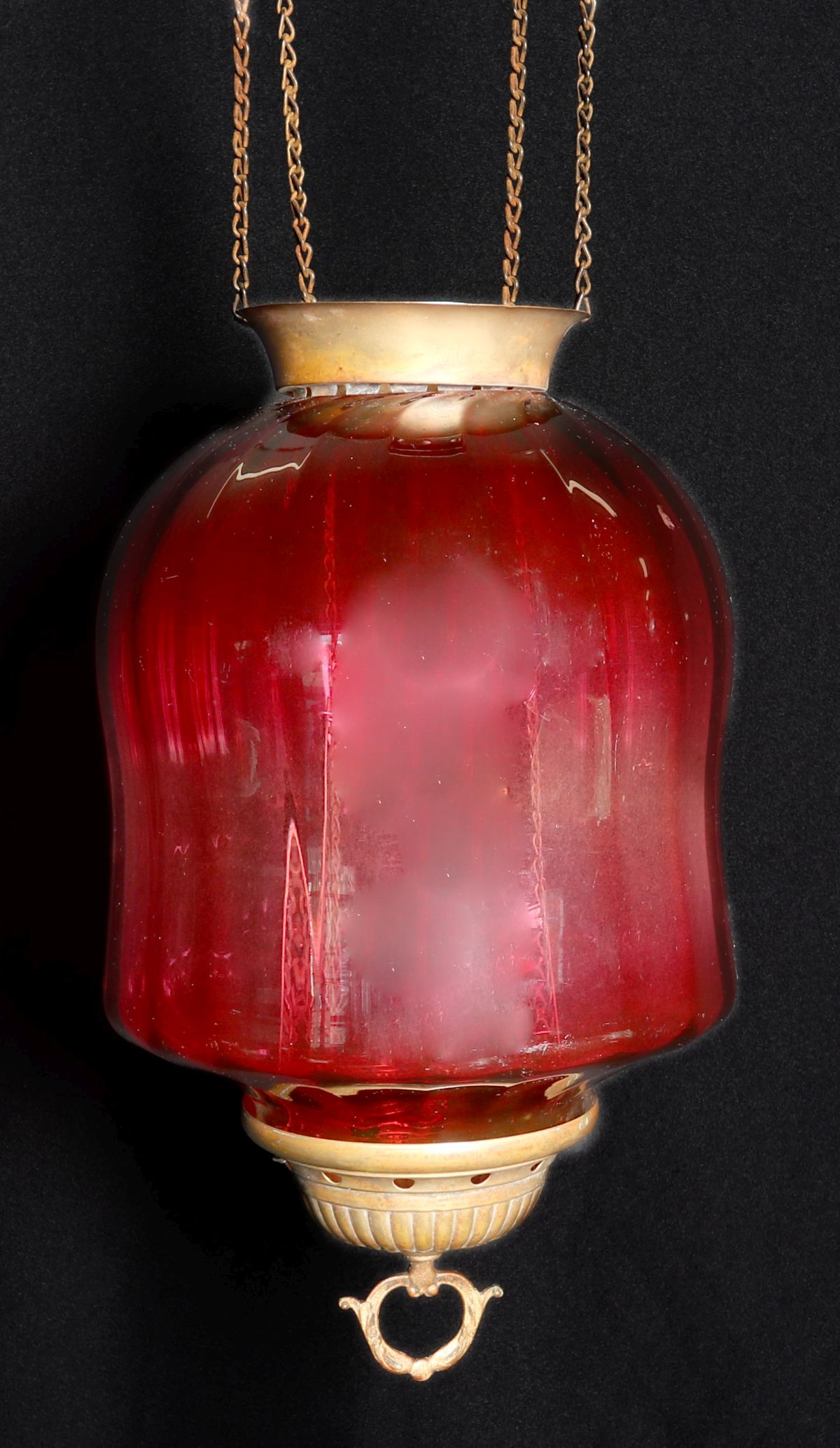 A VICTORIAN FIXTURE WITH CRANBERRY GLASS