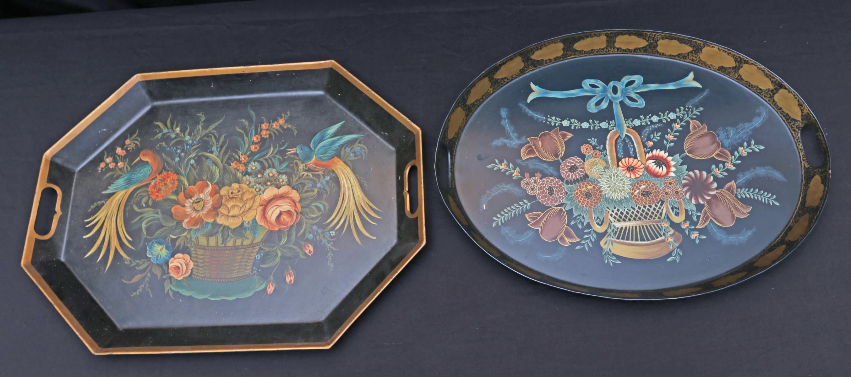 TWO VINTAGE TOLE TRAYS