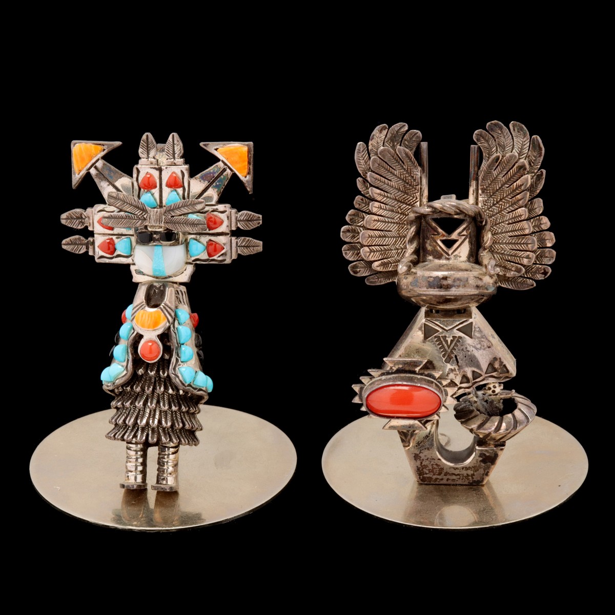 STERLING SILVER KACHINA DANCERS SIGNED ALVIN VANDEVER