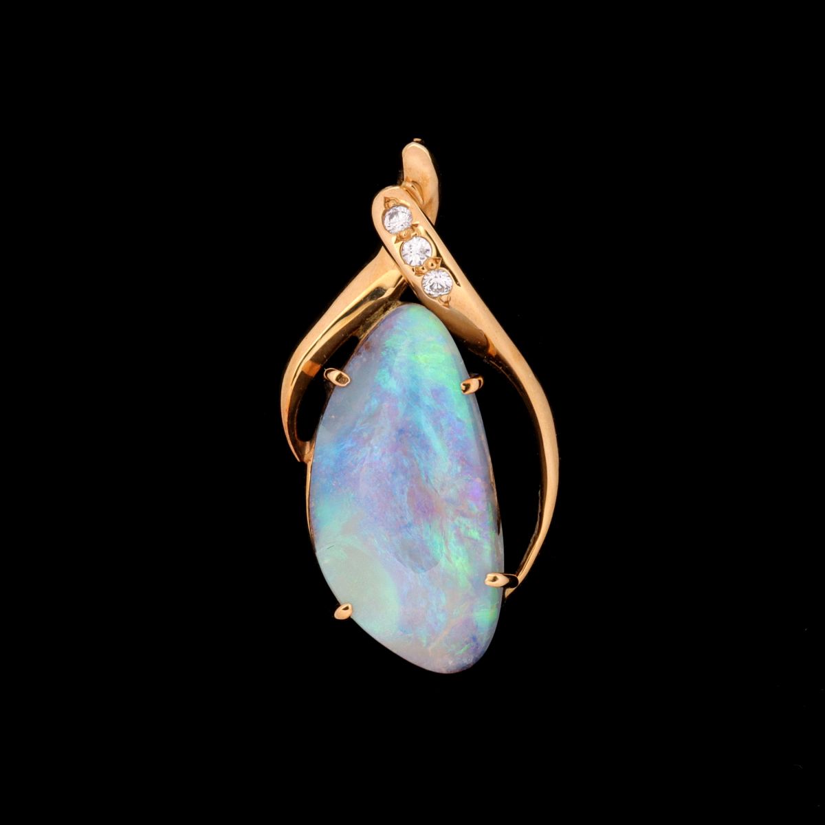 A FREEFORM PENDANT STAMPED 790 WITH OPAL AND DIAMONDS