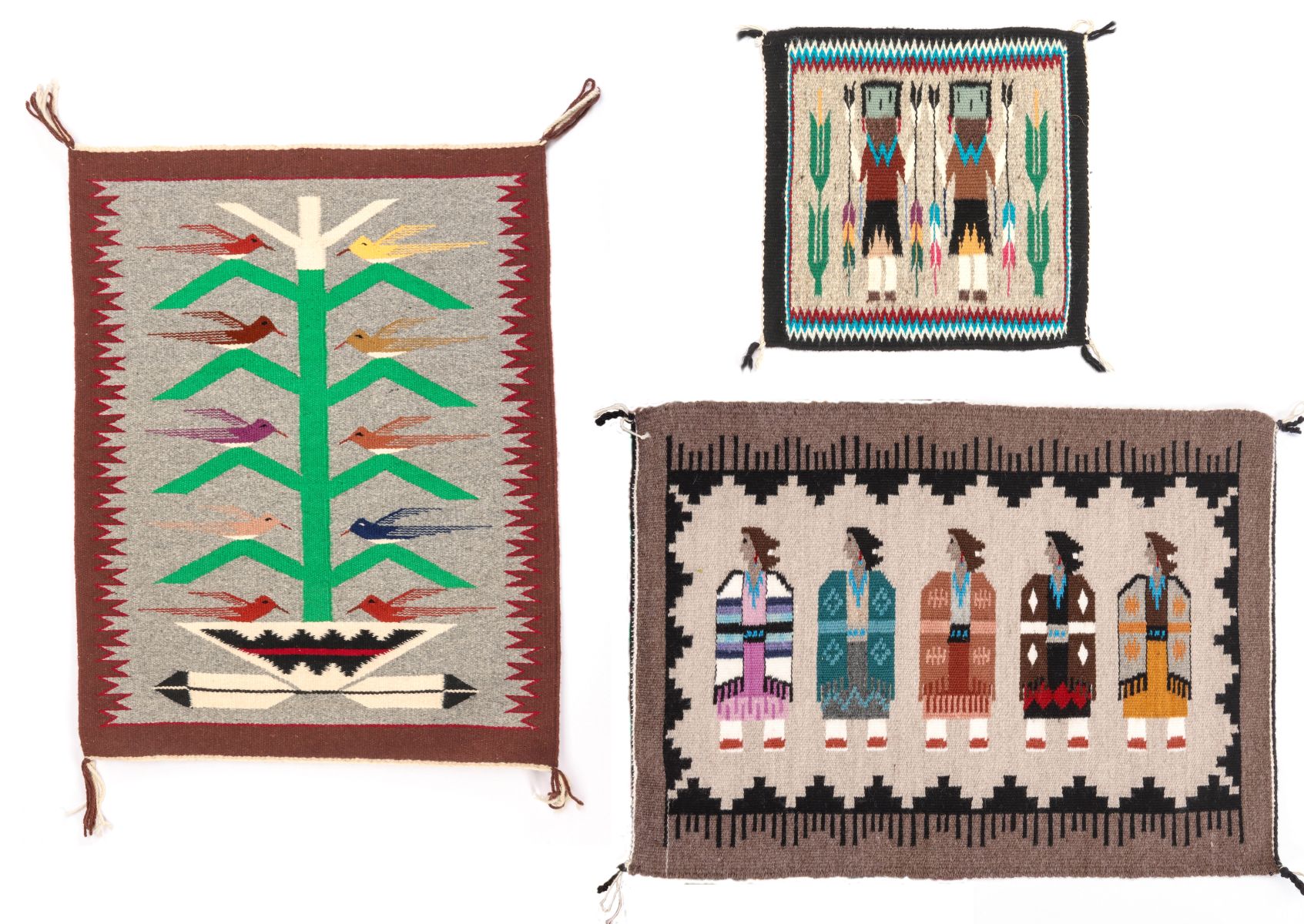 THREE LATE 20TH CENTURY NAVAJO PICTORIAL WEAVINGS