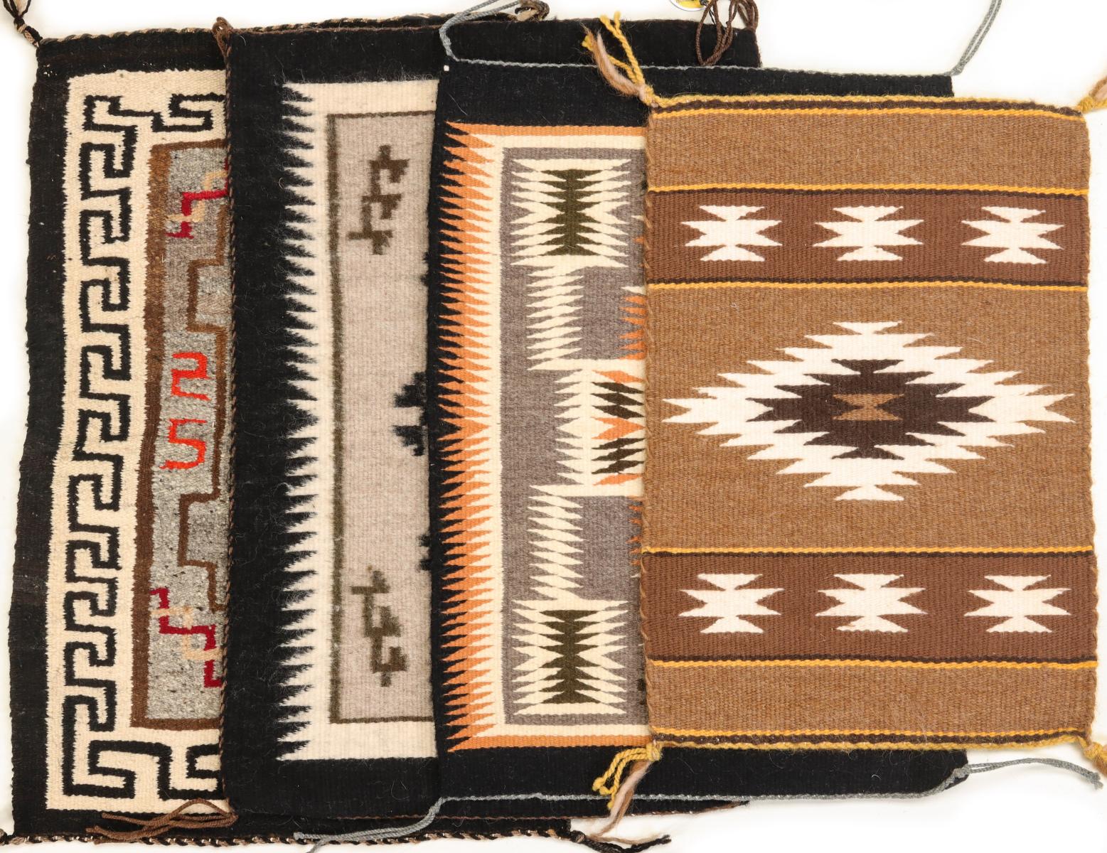 FOUR LATE 20TH CENTURY NAVAJO MAT WEAVINGS