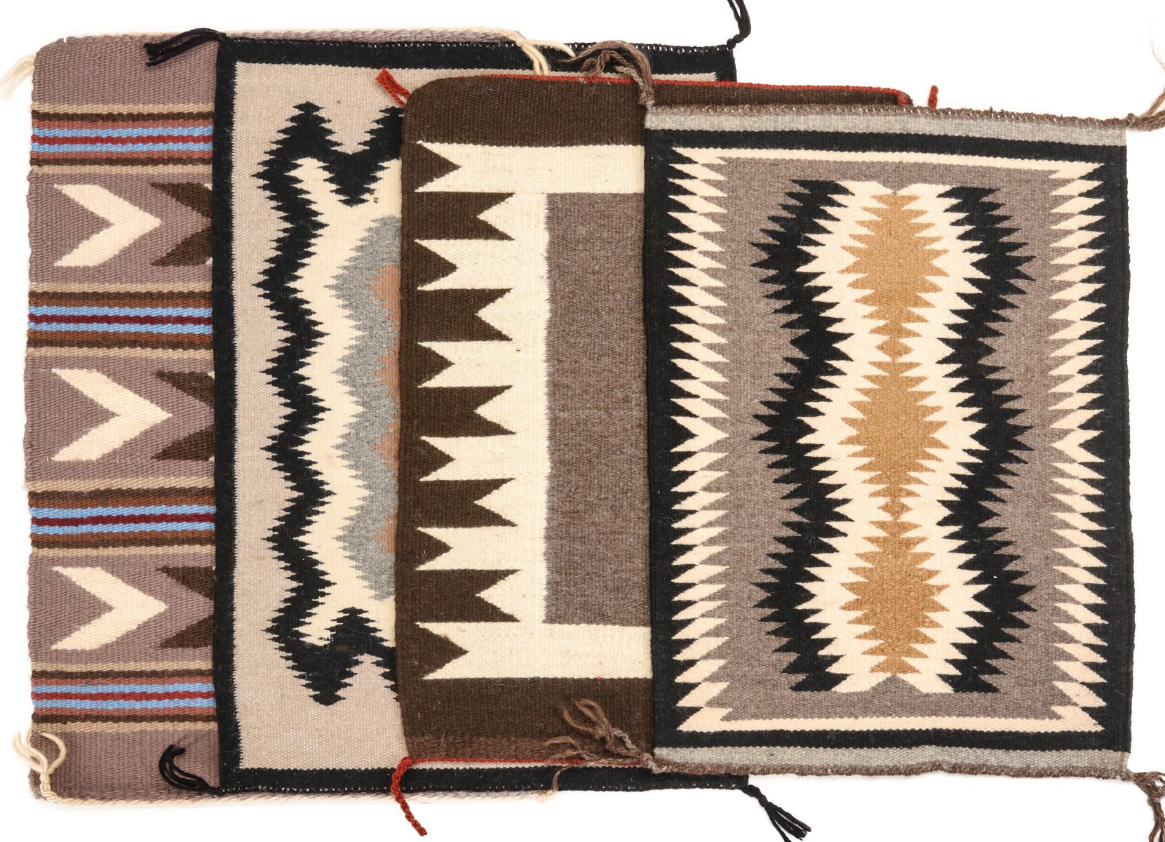 FOUR LATE 20TH CENTURY NAVAJO MAT WEAVINGS