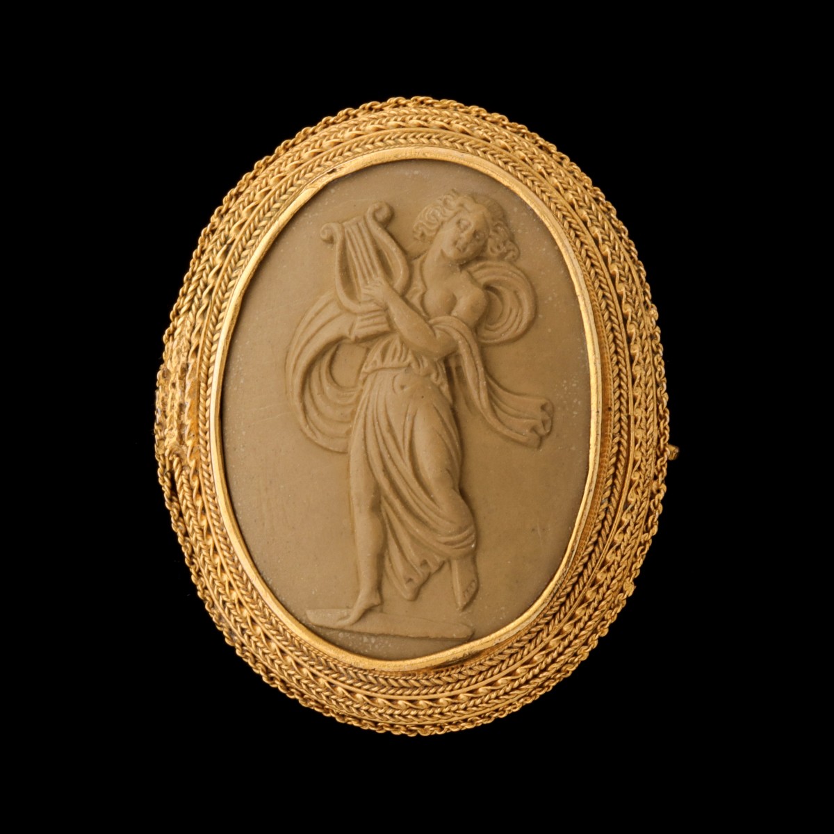 A VICTORIAN CARVED LAVA GRAND TOUR CAMEO BROOCH C. 1860