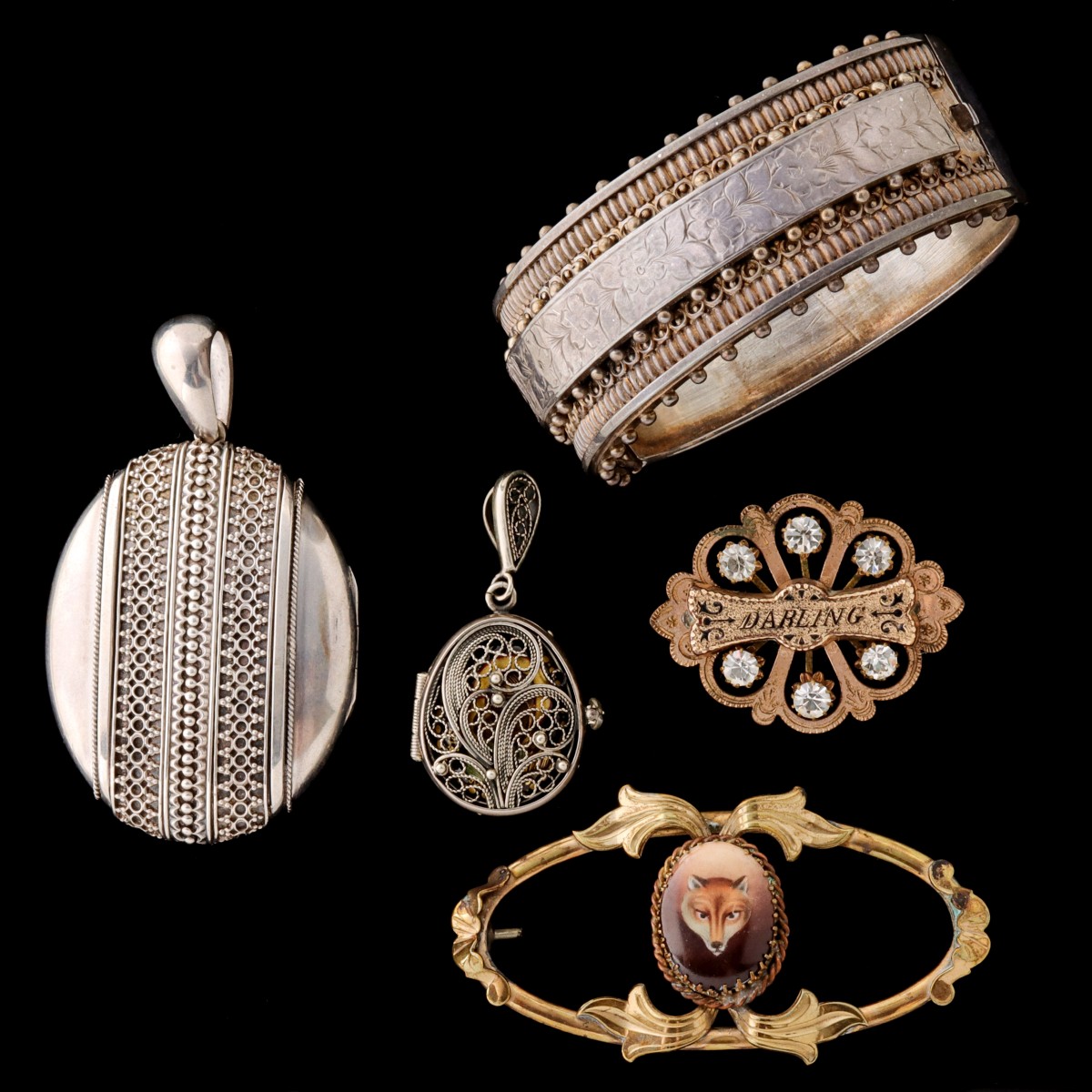 VICTORIAN STERLING SILVER AND GOLD FILLED JEWELRY