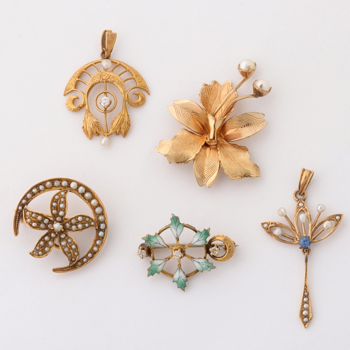 GOLD FILLED AND 14K GOLD VICTORIAN PINS AND PENDANTS