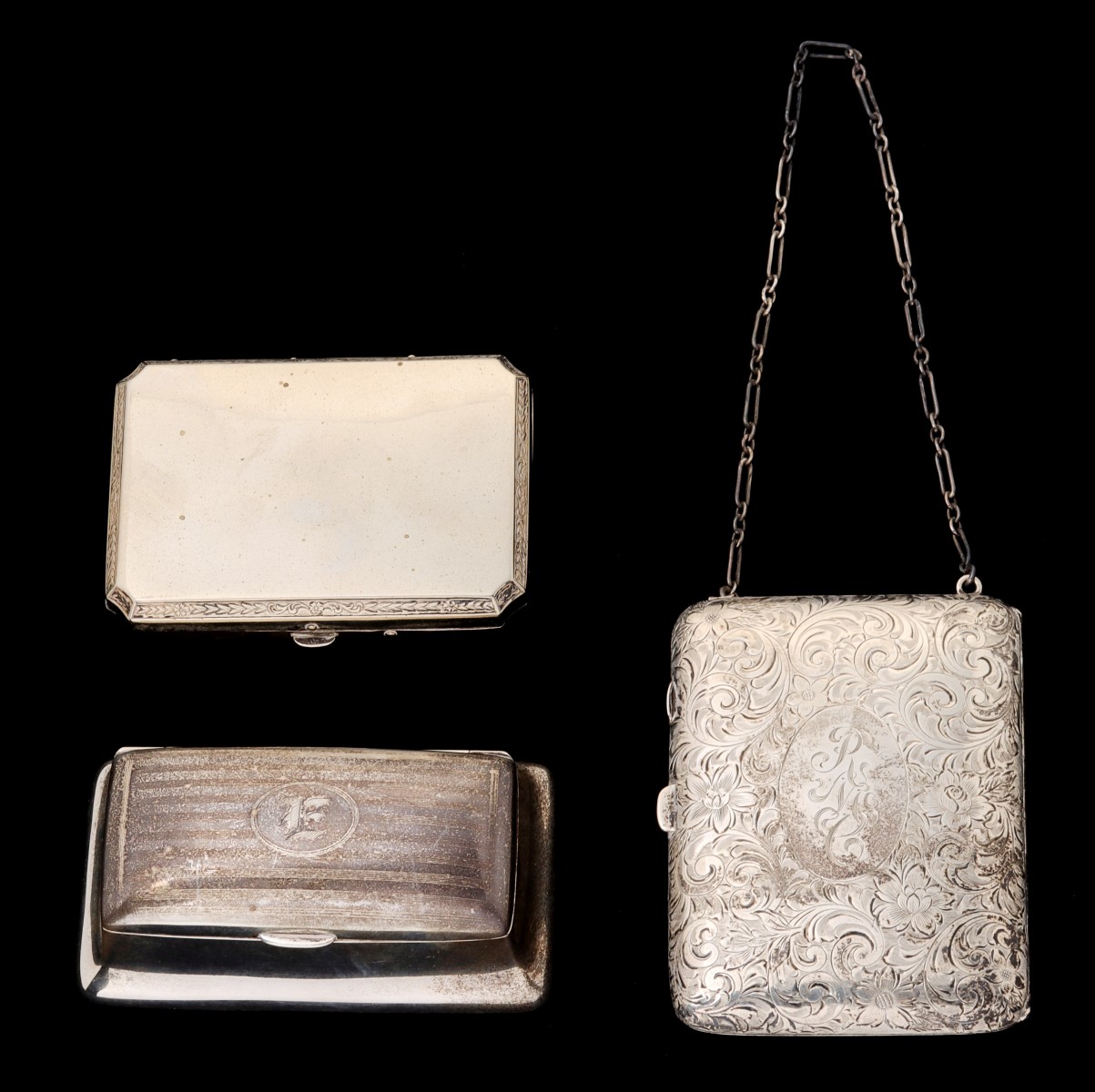 THREE ANTIQUE AND VINTAGE STERLING SILVER BOXES