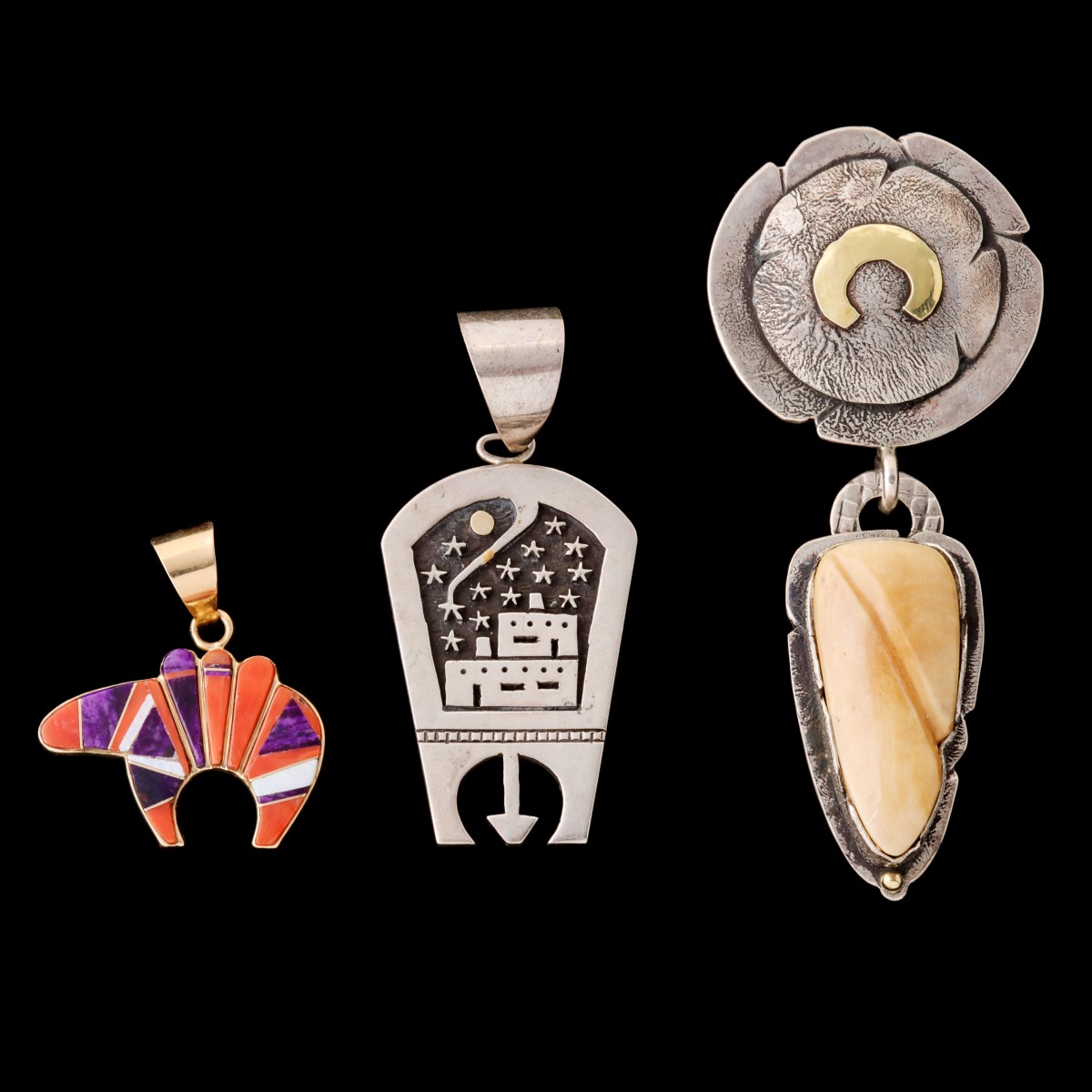 JOLENE EUSTACE AND TWO OTHER SILVER AND GOLD PENDANTS