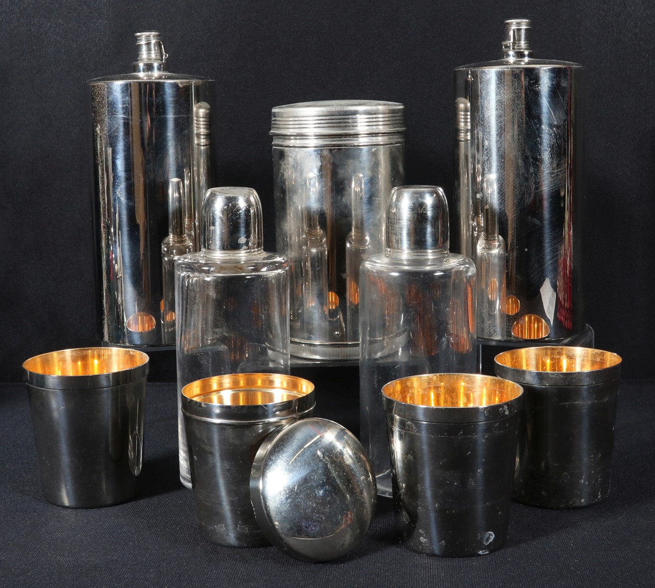 A SET OF ART DECO BAR WARE