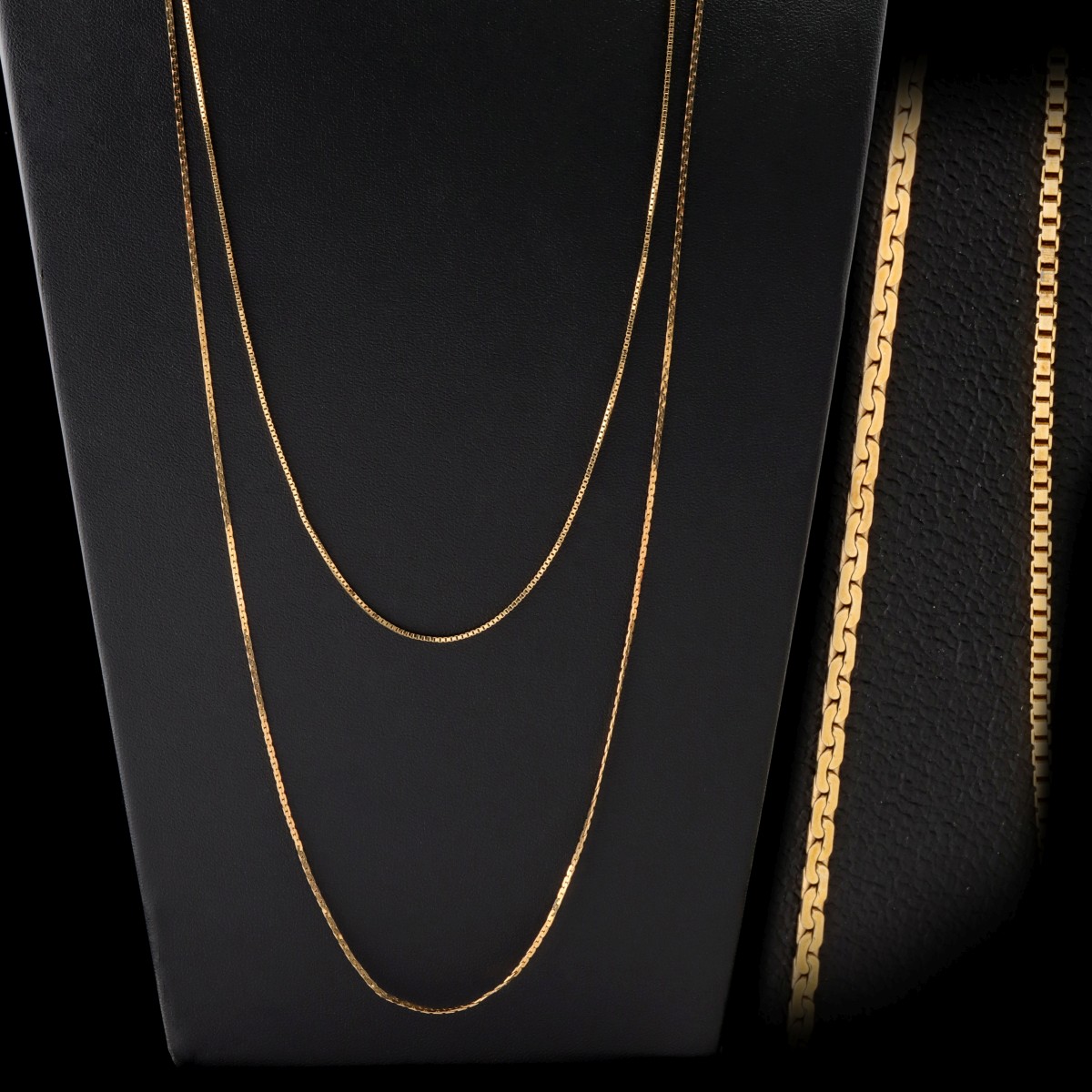 TWO 14K GOLD NECKLACE CHAINS 24 AND 30 INCHES IN LENGTH