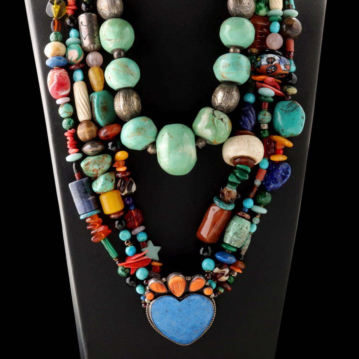 NECKLACE STRANDS WITH MULTIPLE SEMI-PRECIOUS STONES