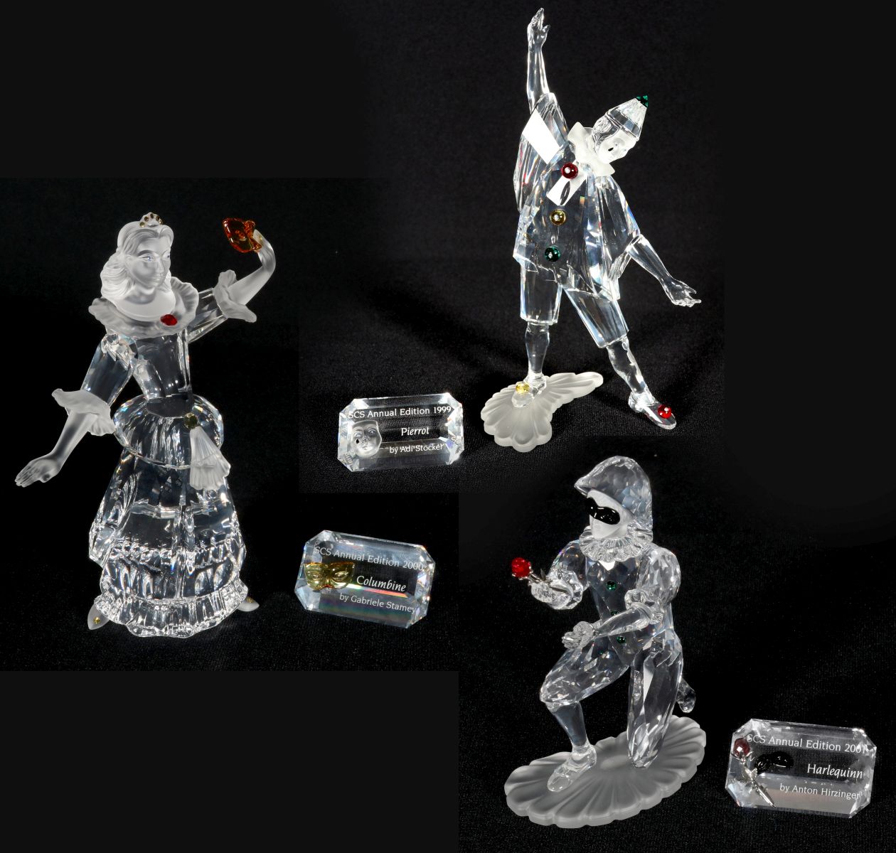 THE SWAROVSKI 'MASQUERADE' TRILOGY OF THREE SCS FIGURES