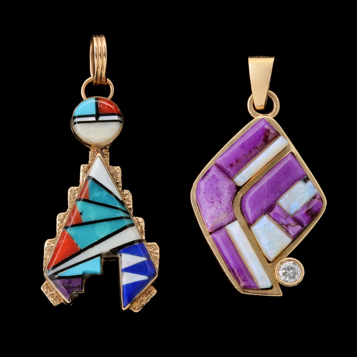 CONTEMPORARY NATIVE AMERICAN 14K JEWELRY WITH INLAYS