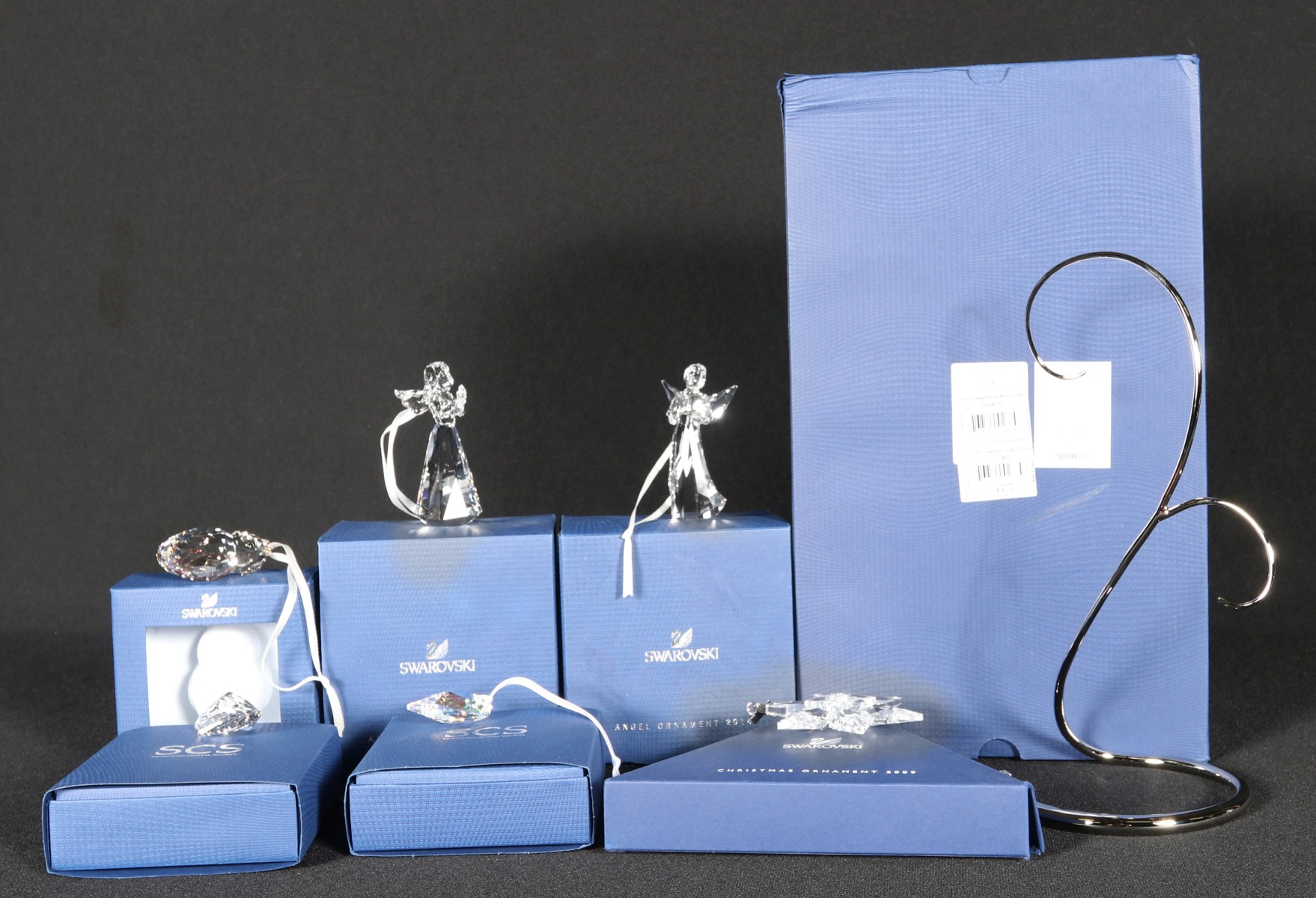 SIX SWAROVSKI CRYSTAL ORNAMENTS WITH BOXES