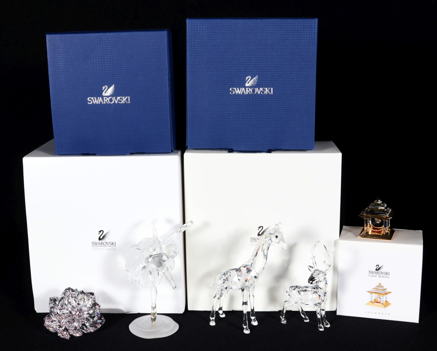 FIVE SWAROVSKI CRYSTAL FIGURES WITH BOXES