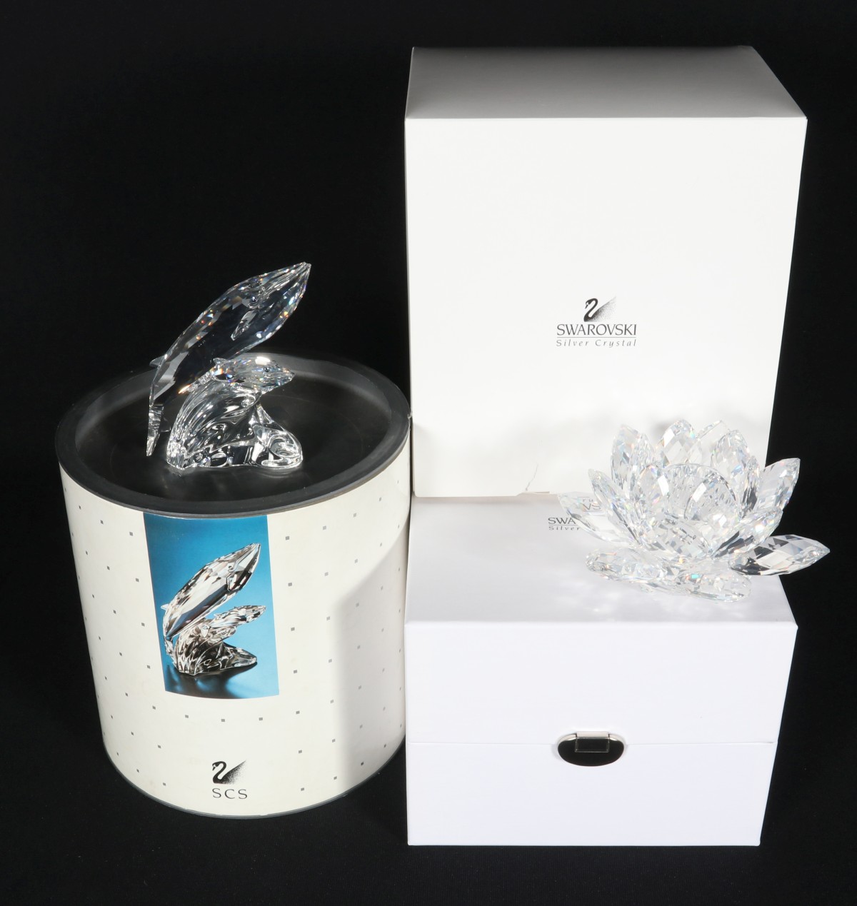 TWO SWAROVSKI CRYSTAL GROUPINGS WITH ORIGINAL BOXES