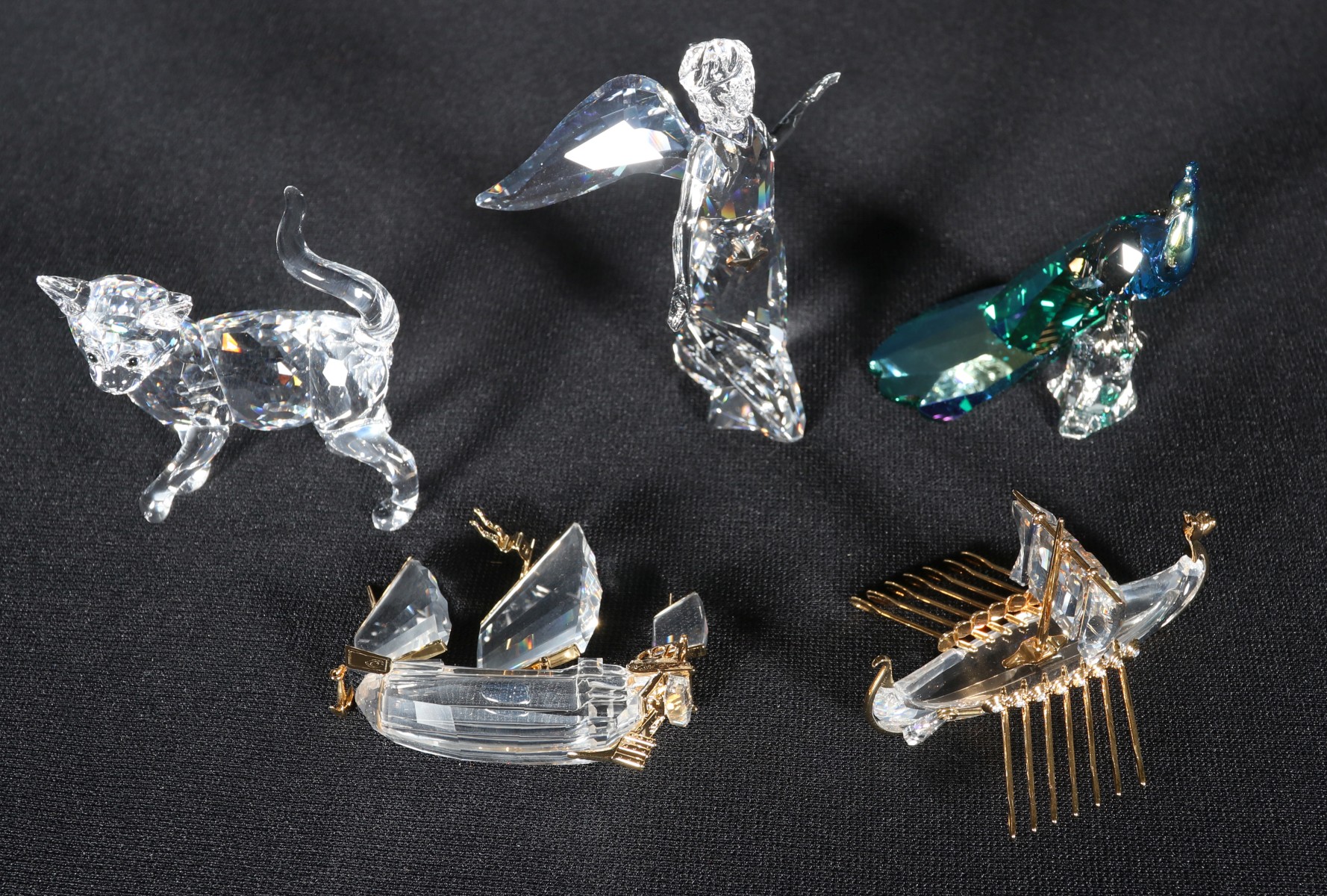 FIVE SWAROVSKI CRYSTAL FIGURES WITH BOXES