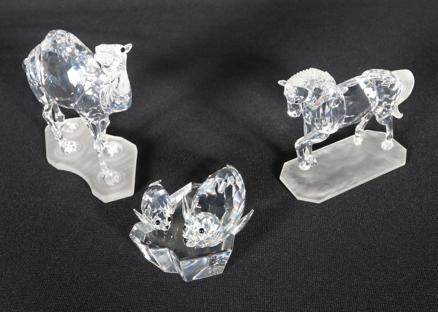 THREE SWAROVSKI CRYSTAL FIGURES WITH BOXES