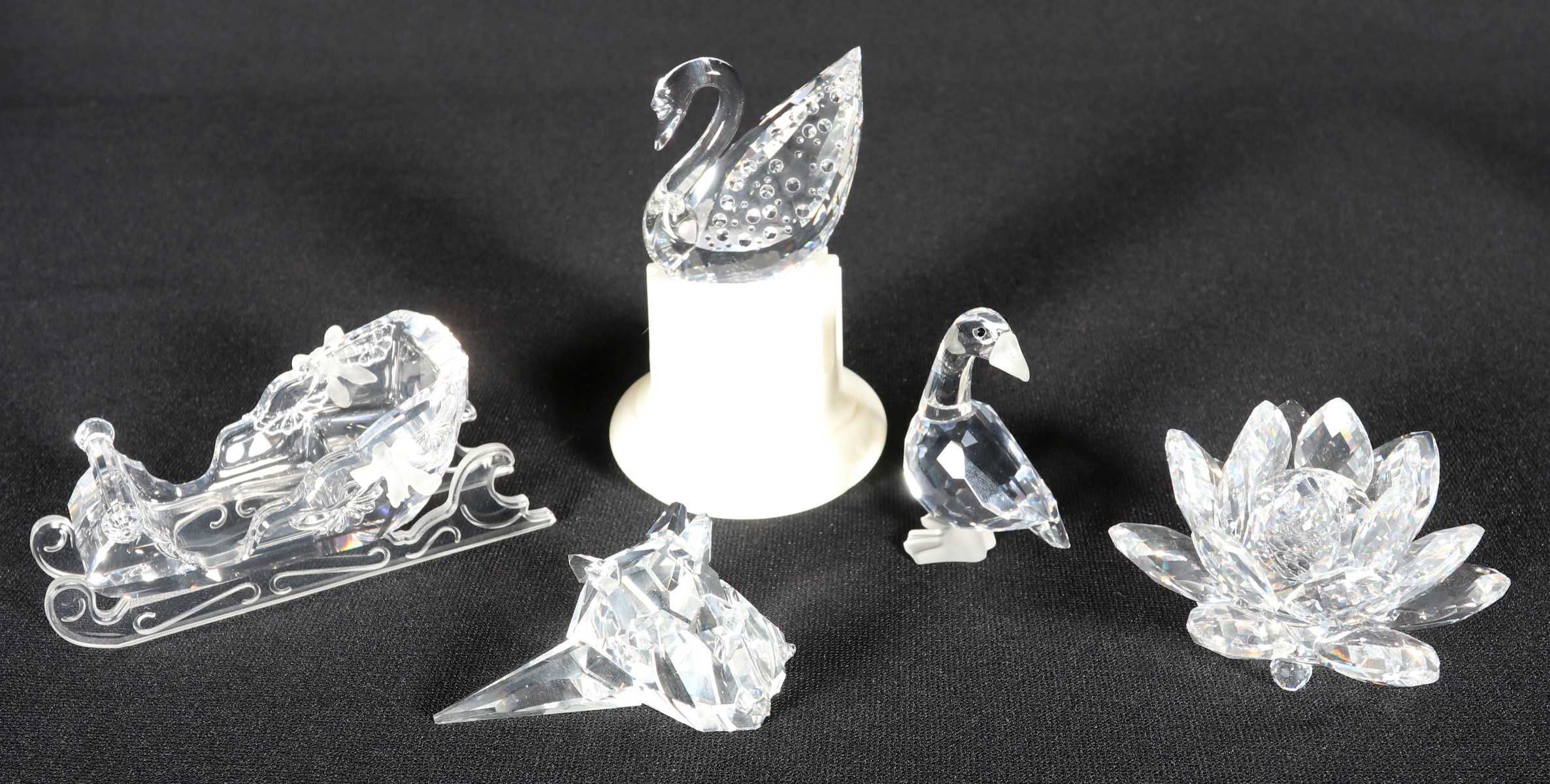 FIVE SWAROVSKI CRYSTAL FIGURES WITH BOXES