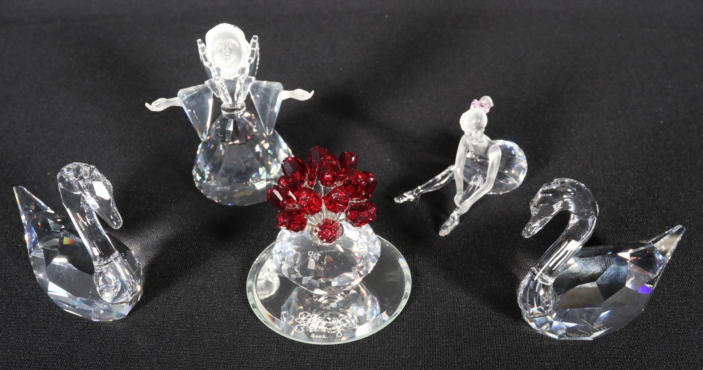 FIVE SWAROVSKI CRYSTAL FIGURES WITH BOXES