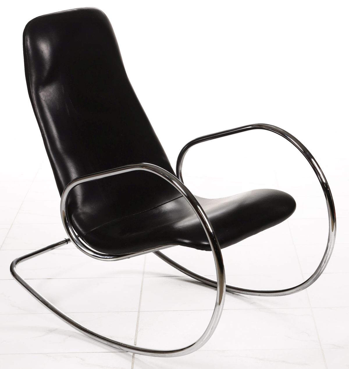 ULRICH BOHME TUBULAR STEEL ROCKING CHAIR FOR THONET