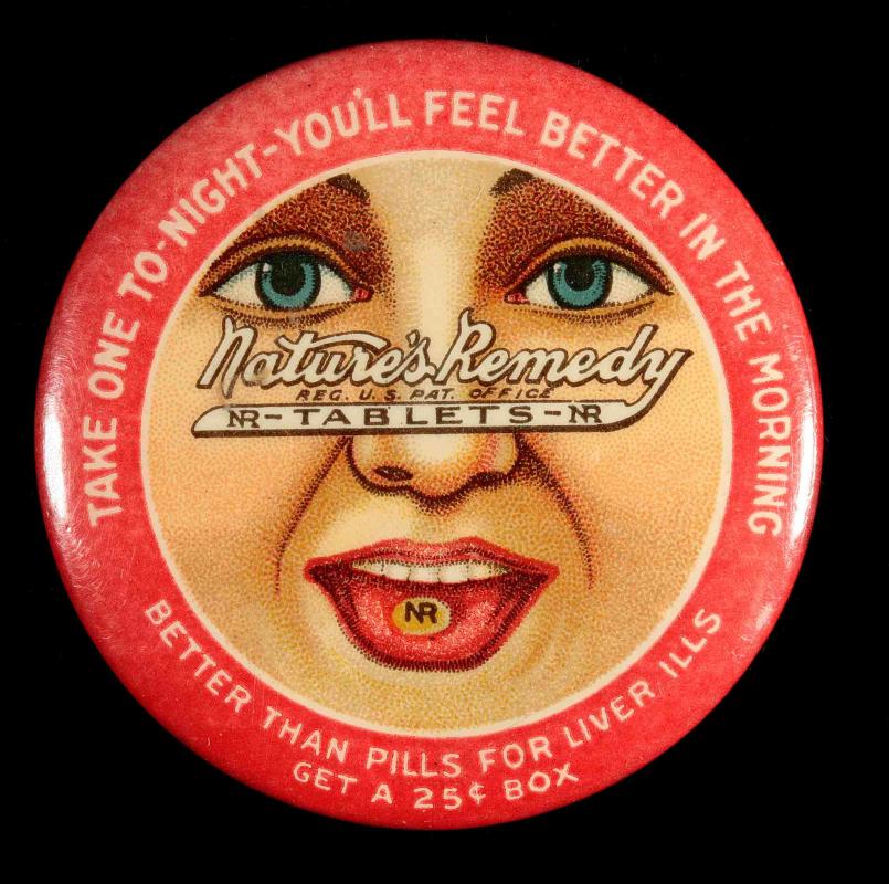 LIVER PILLS ANTIQUE ADVERTISING POCKET MIRROR 